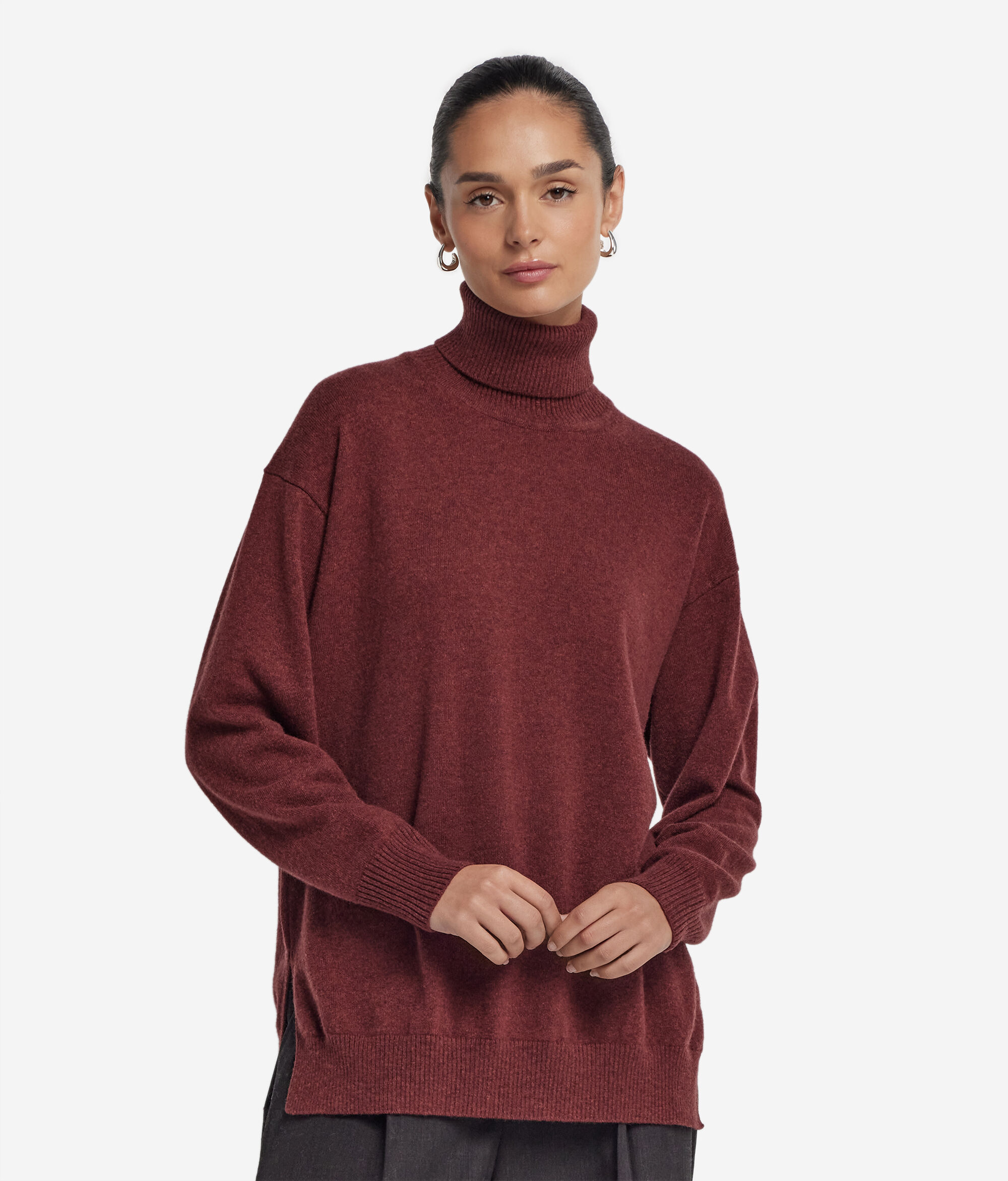 Col roulé femme avec fentes en cachemire ultra-doux