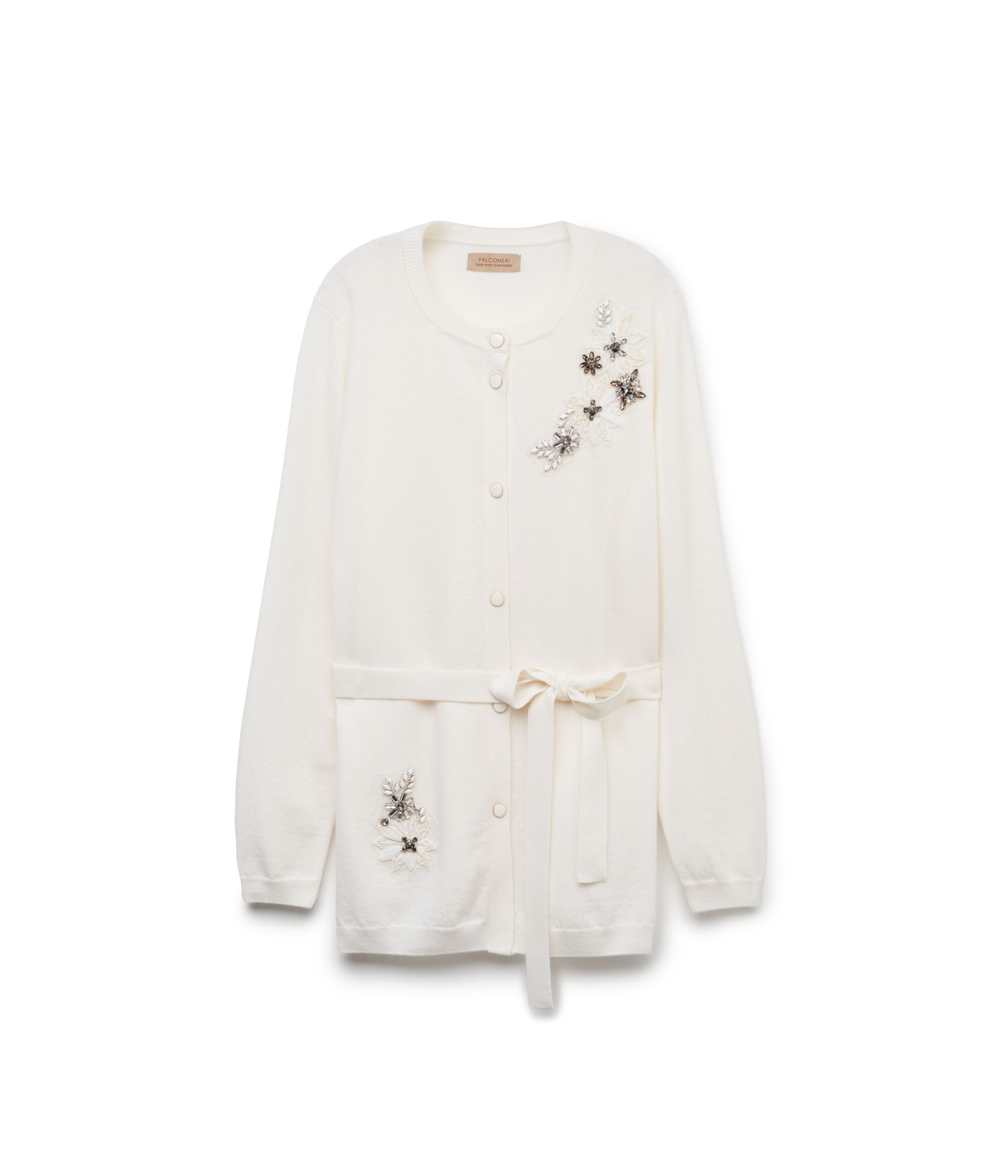 Cashmere Cardigan with Floral Embroidery