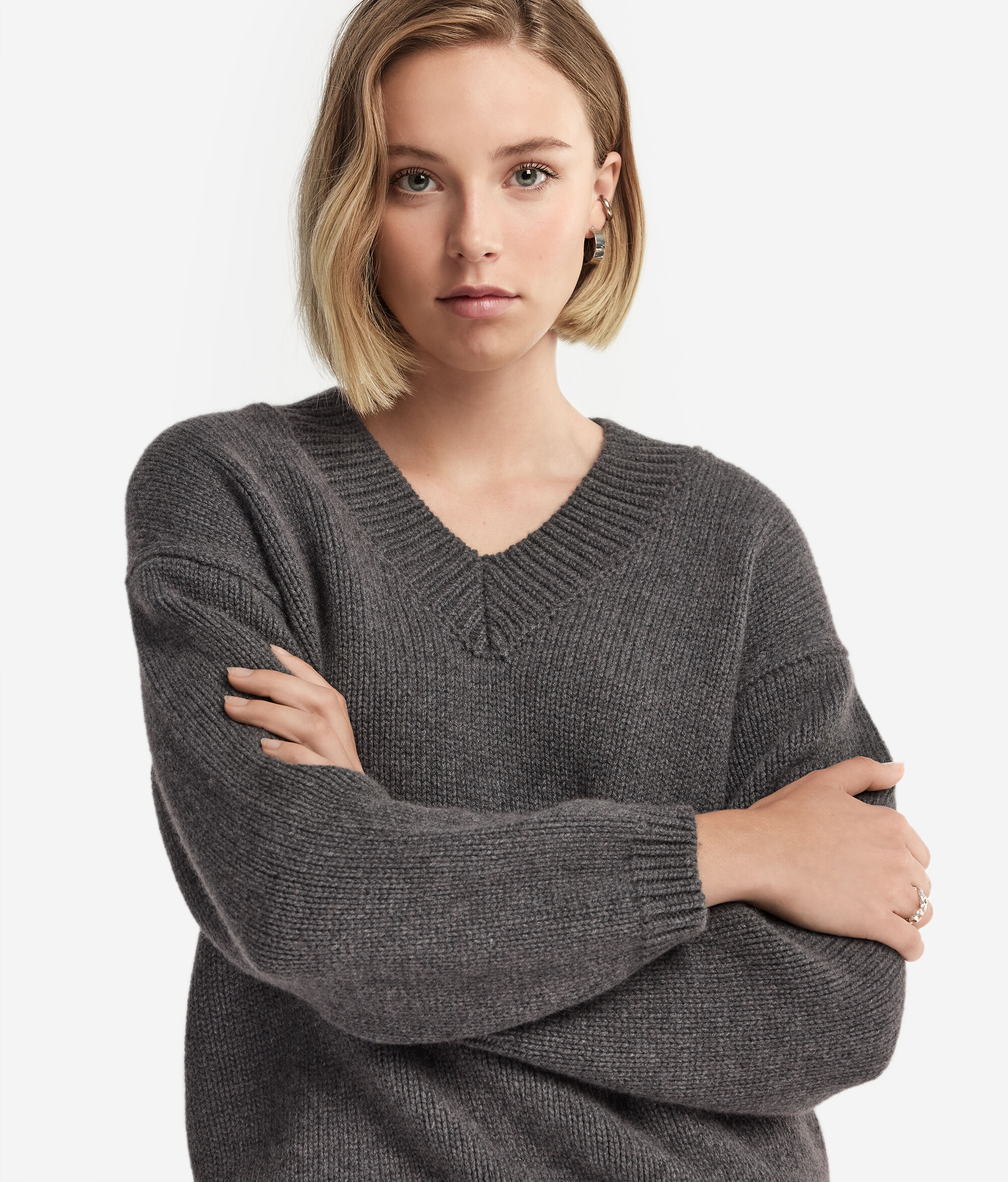 Tricot-Pullover mit V-Ausschnitt aus Kaschmir Ultrasoft