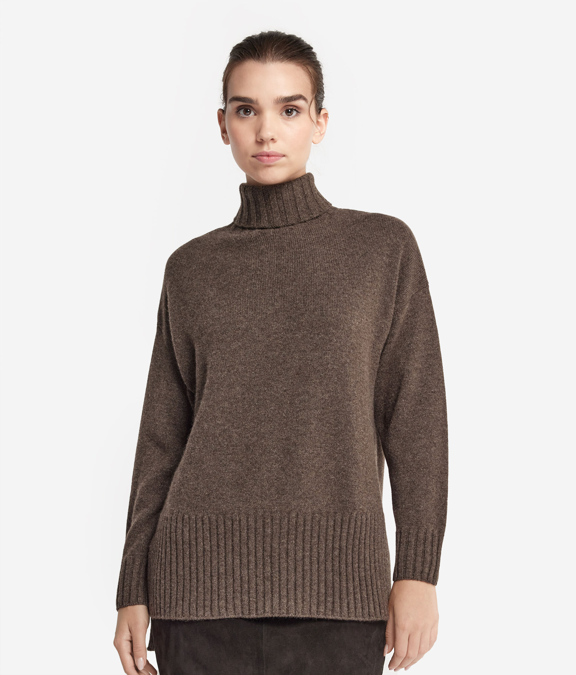 Jersey maxi de cuello vuelto de cashmere ultrasoft