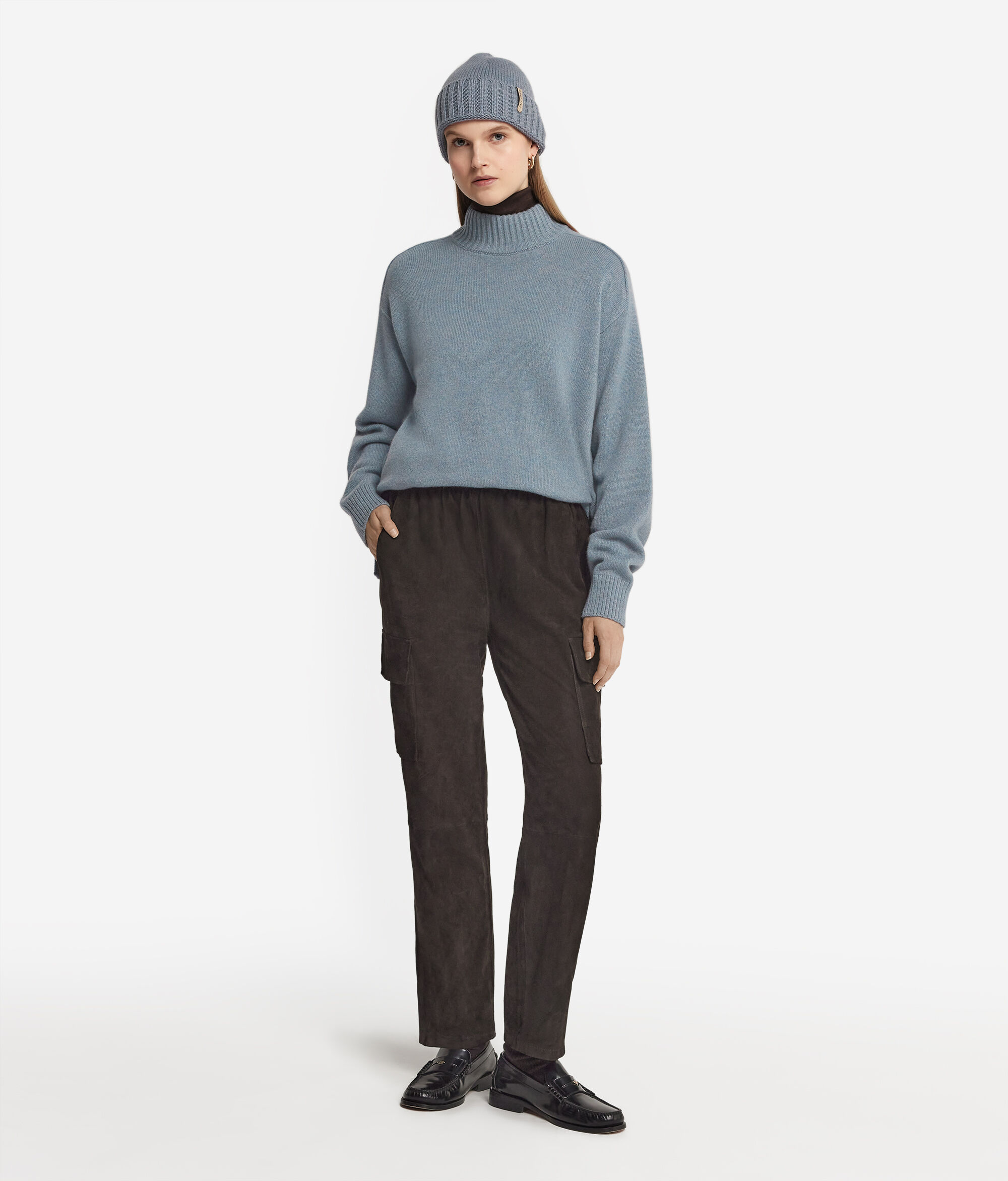 Stehkragenpullover aus Kaschmir Ultrasoft mit Sattelschulter