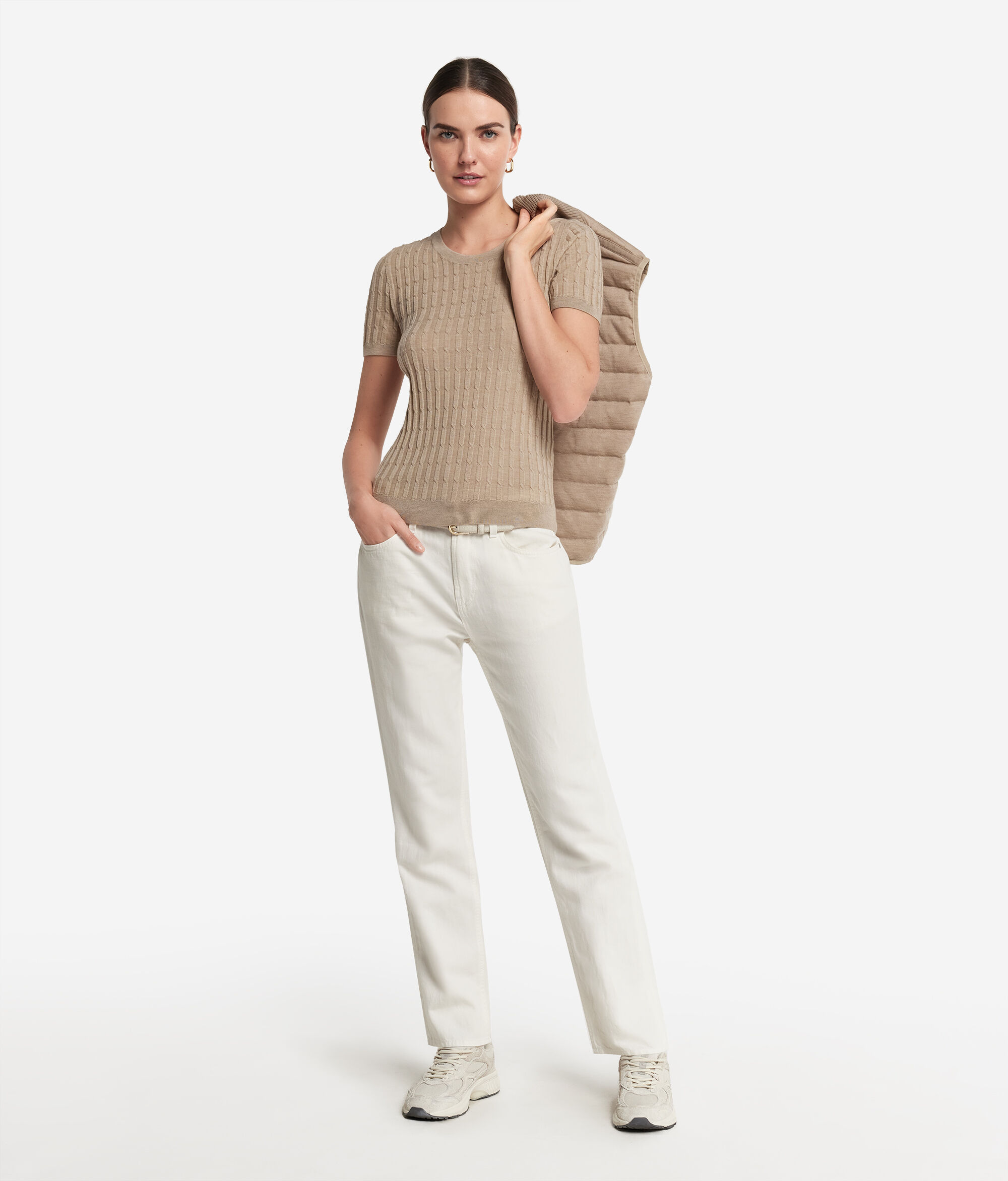 Maglia con Motivo a Treccina in Cashmere Ultrafine