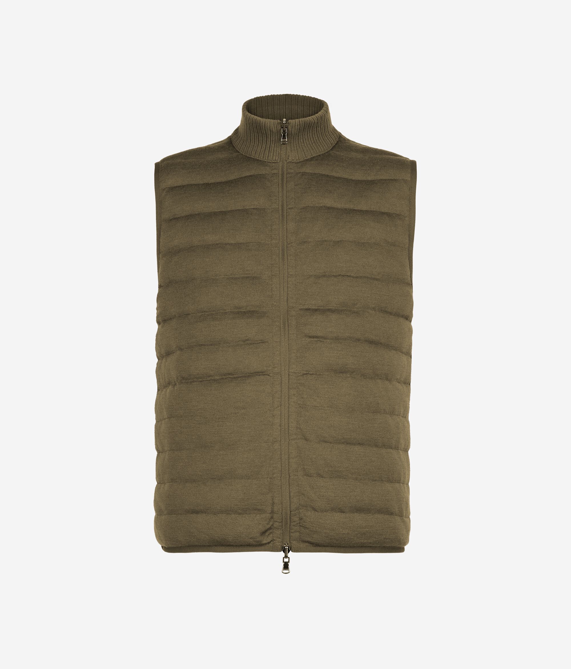 Reversible sleeveless down jacket with matte side