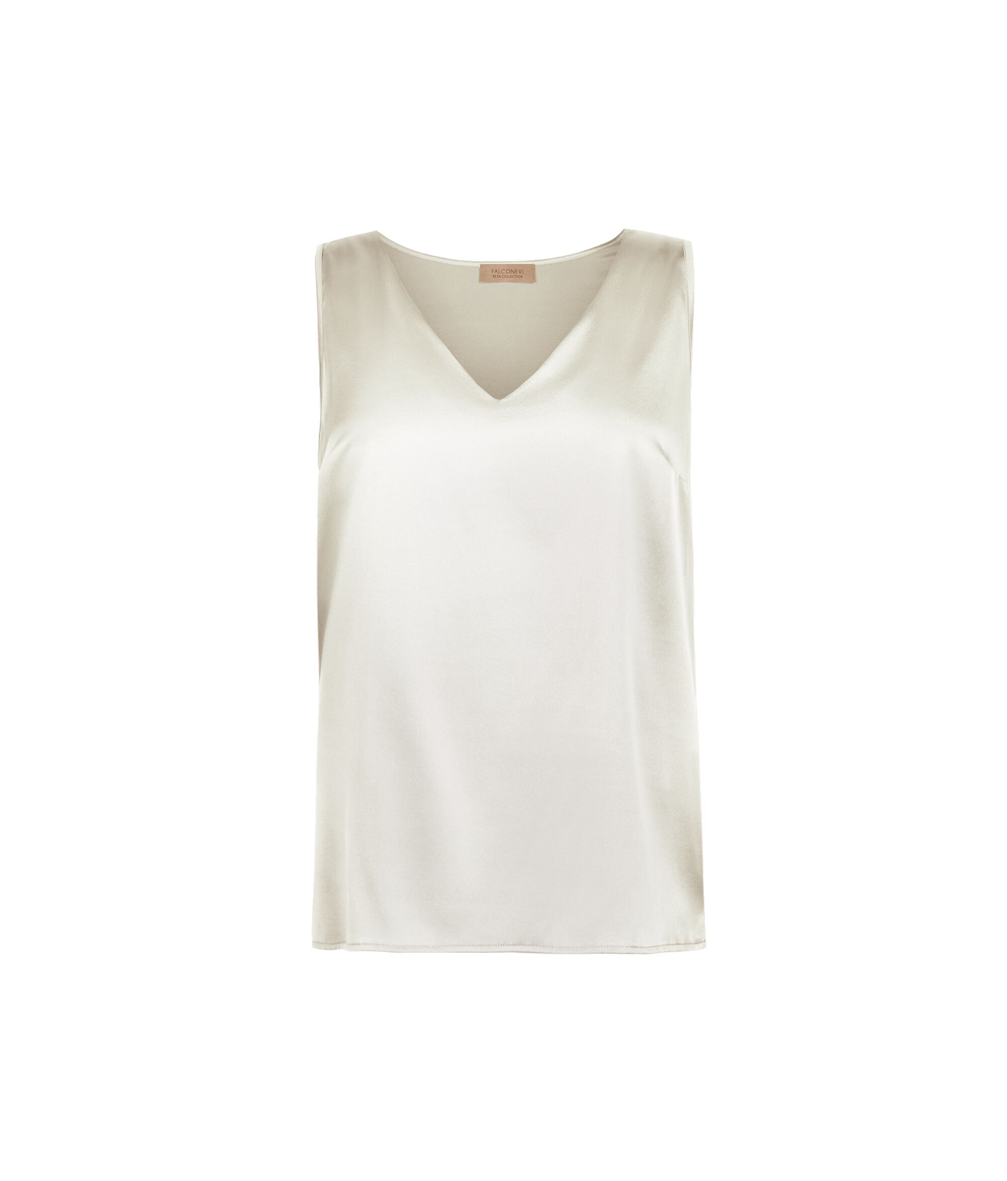 シルク Vネック タンクトップ Colore クリーム