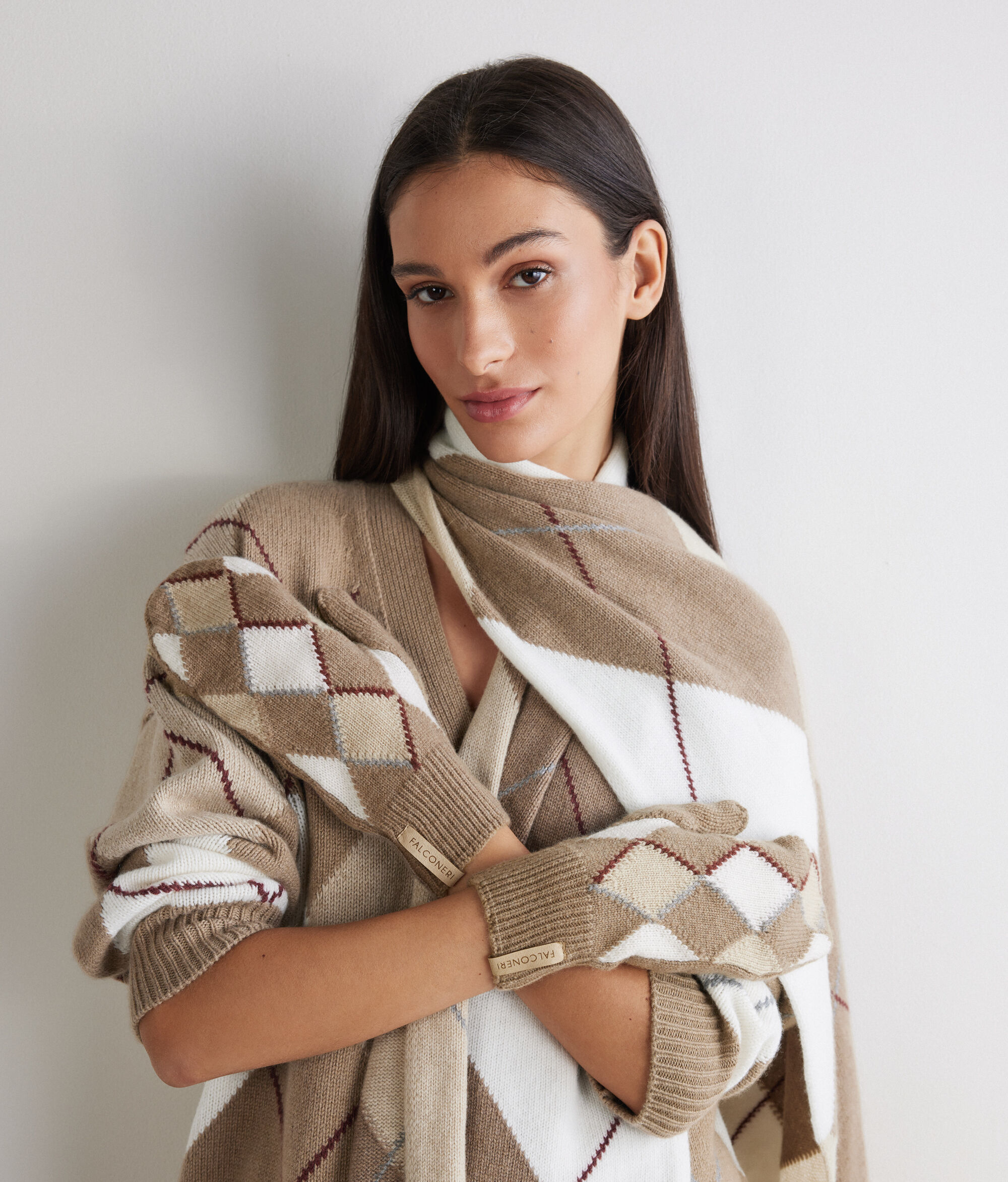 Rombuszmintás Ujjatlan Ultrasoft Kasmír Kesztyű