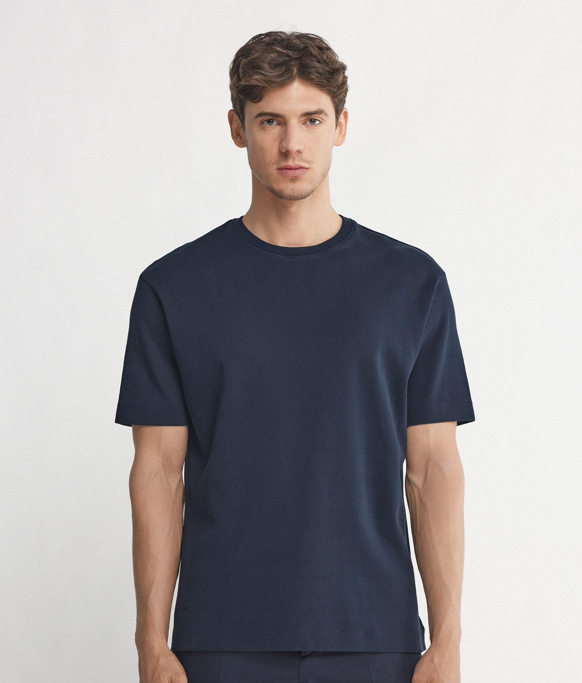 T-shirt με Στρογγυλή Λαιμόκοψη από Βαμβακερό Ζέρσεϊ
