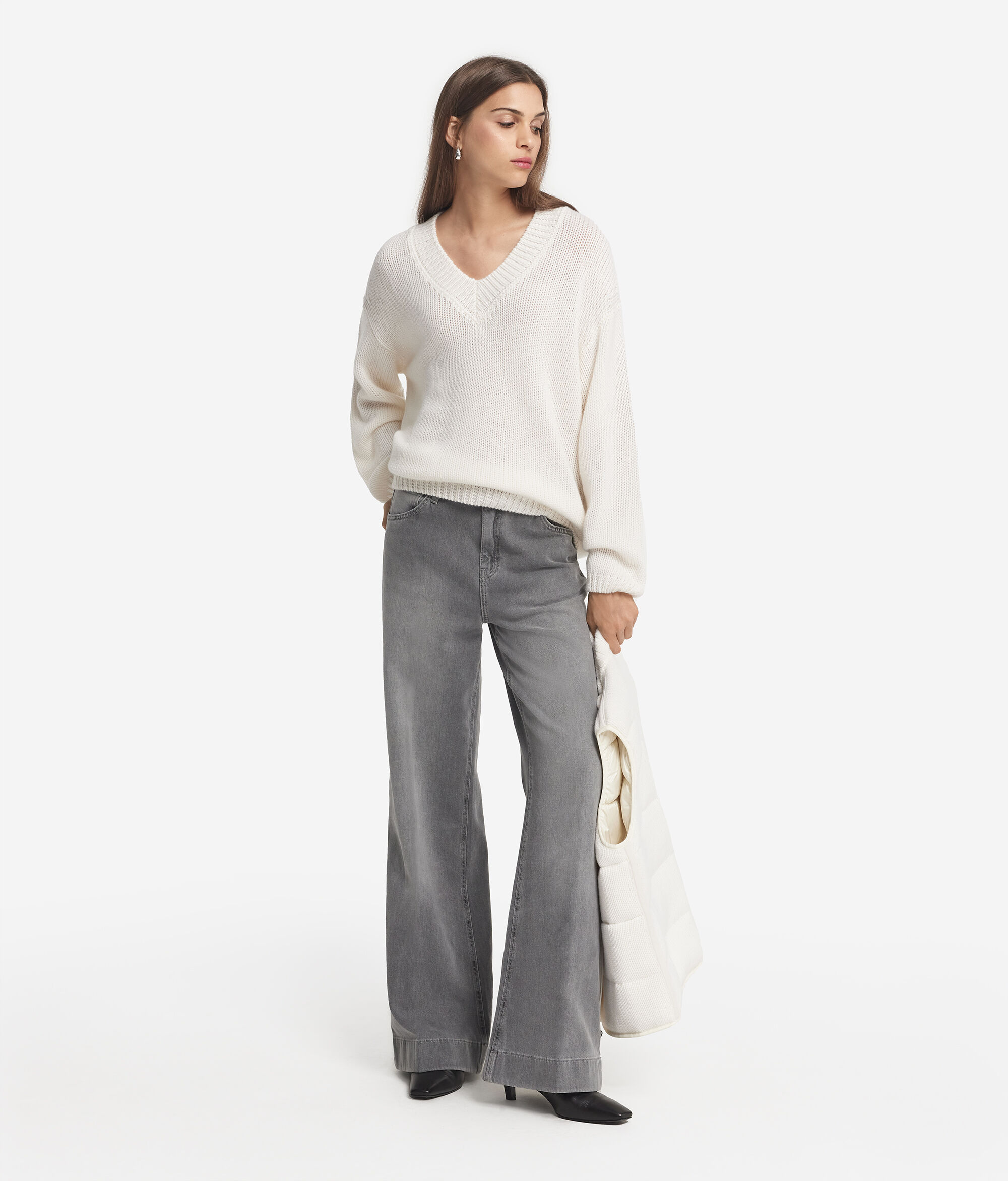 Tricot-Pullover mit V-Ausschnitt aus Kaschmir Ultrasoft