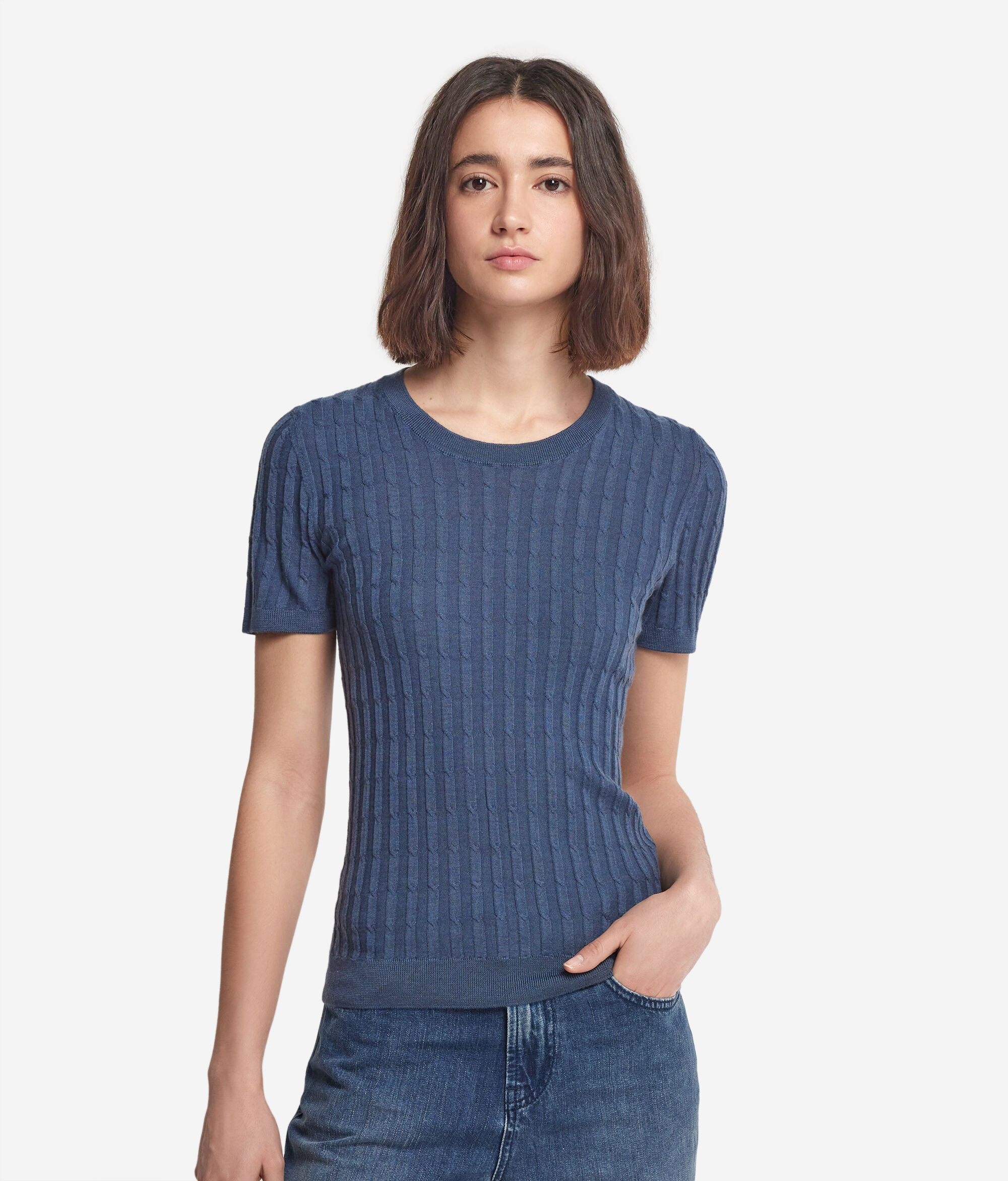 Maglia con Motivo a Treccina in Cashmere Ultrafine
