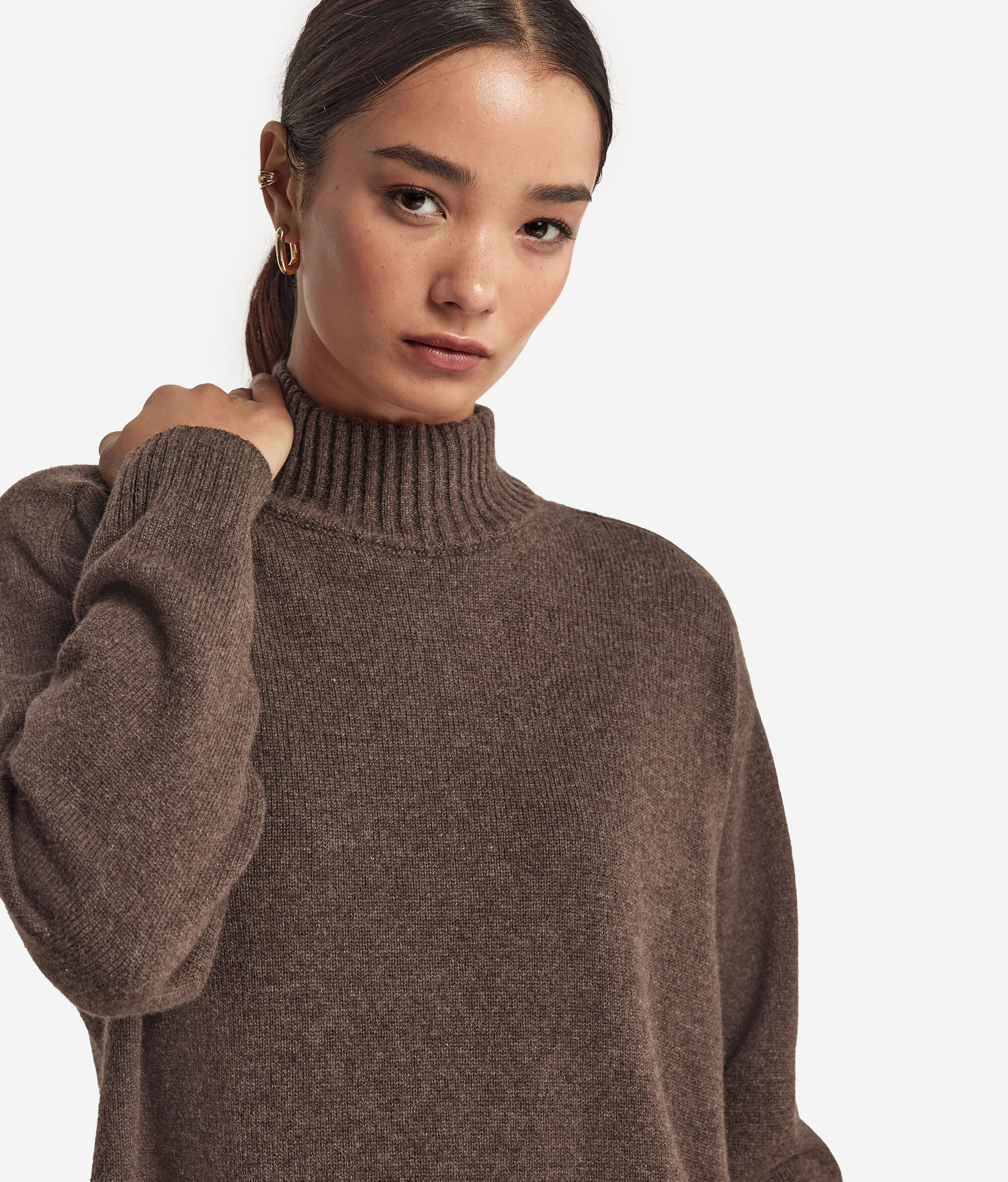 Stehkragenpullover aus Kaschmir Ultrasoft mit Sattelschulter