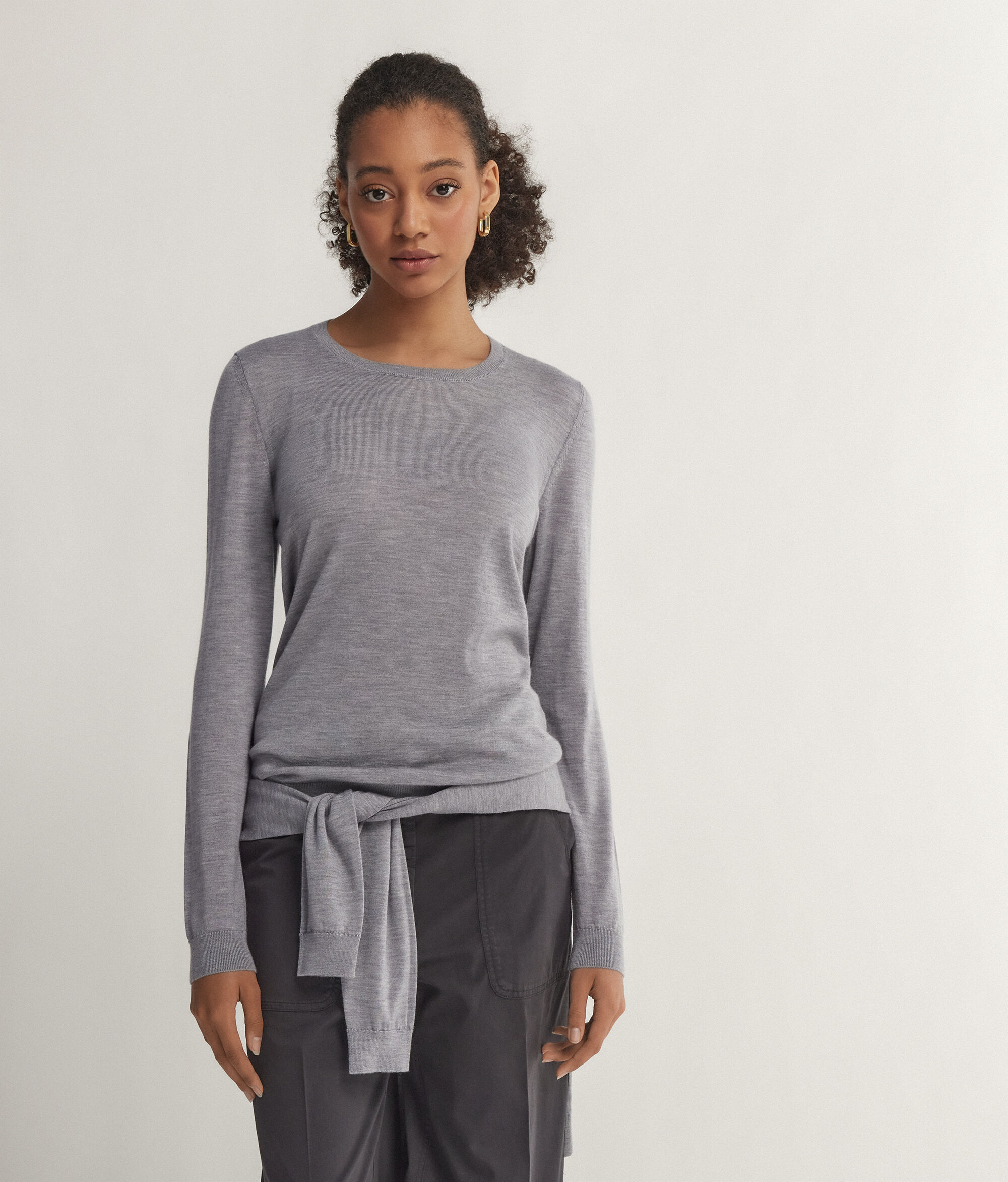 Pull femme à col rond en cachemire ultra-fin