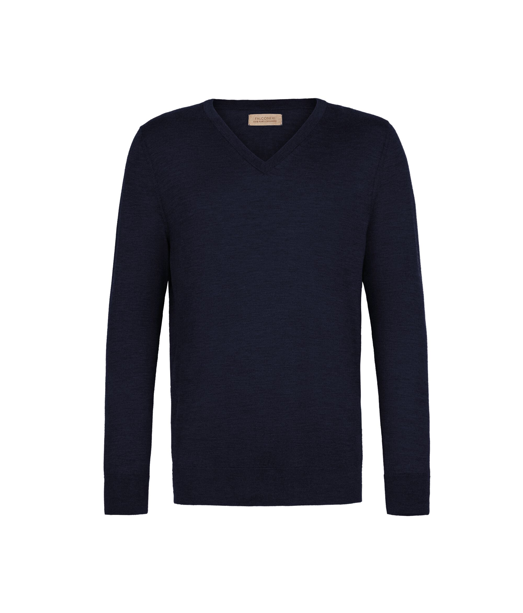 Jersey con cuello de pico de cashmere ultrafine