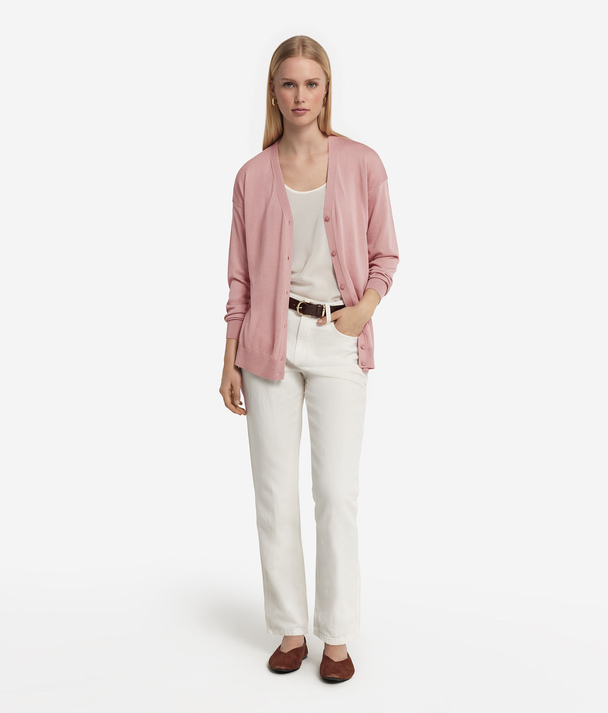 Cardigan mit langen Ärmeln aus Seide Baumwolle