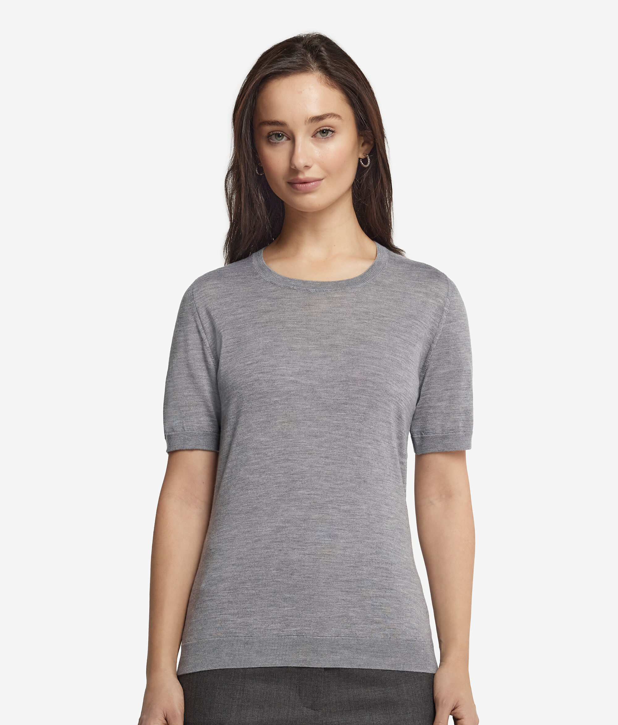 Short-Sleeved Round-Neck Ultrafine Cashmere Top