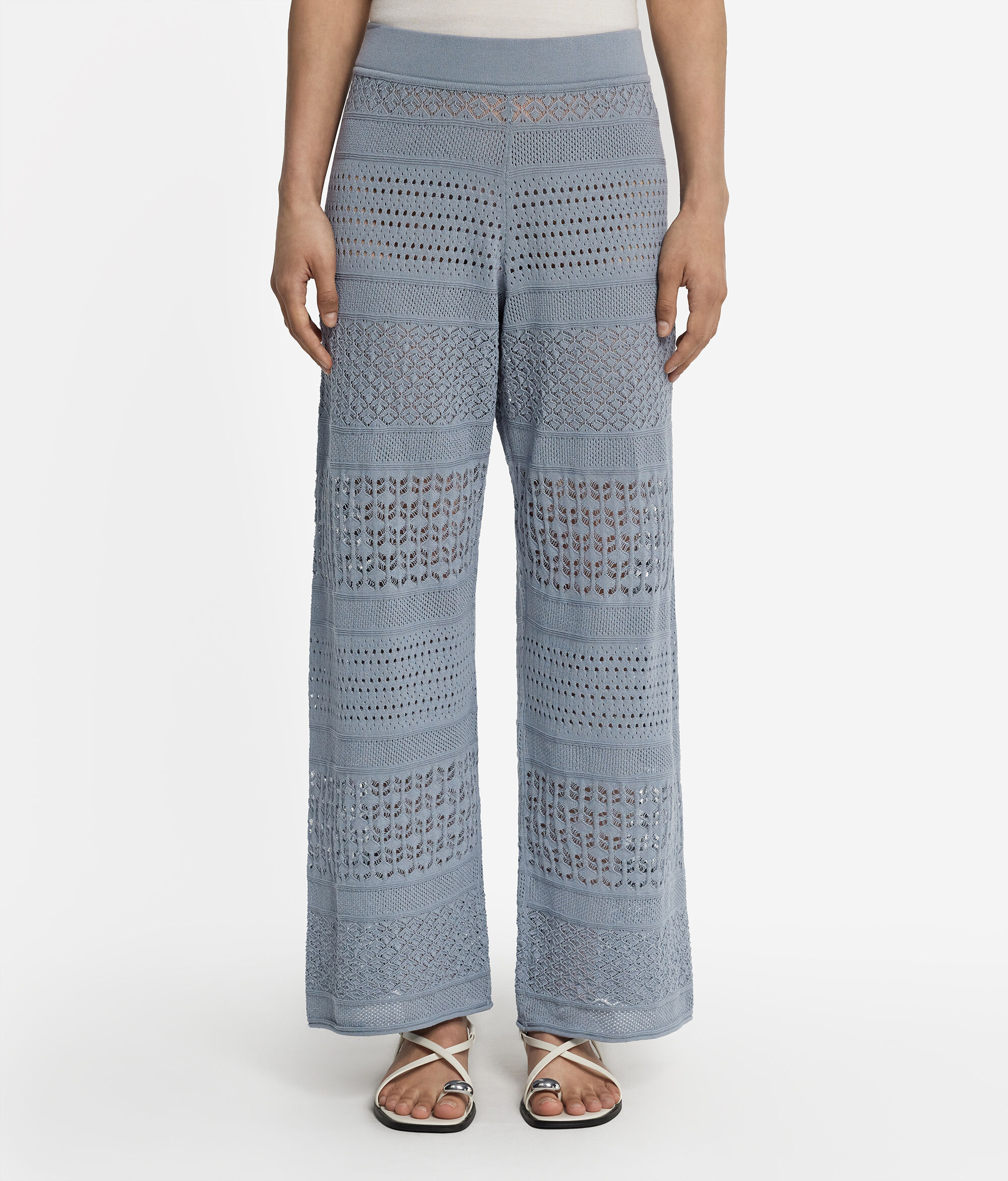 Pantalon en coton effet crochet