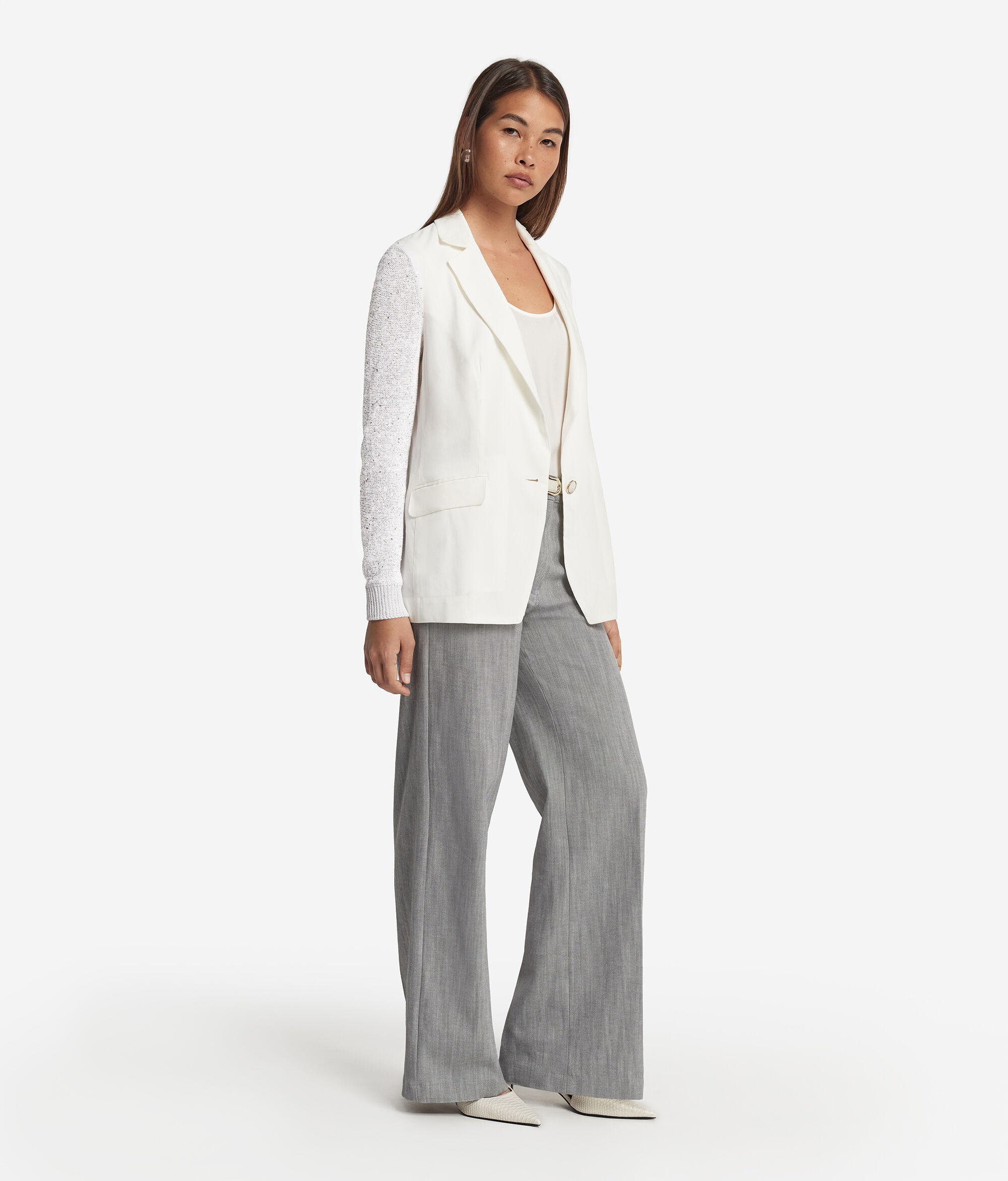 Jacket with Micro-Sequin Sleeves
