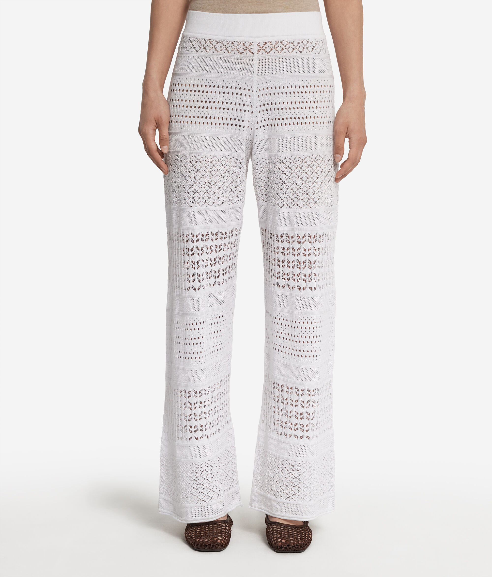 Pantalon en coton effet crochet