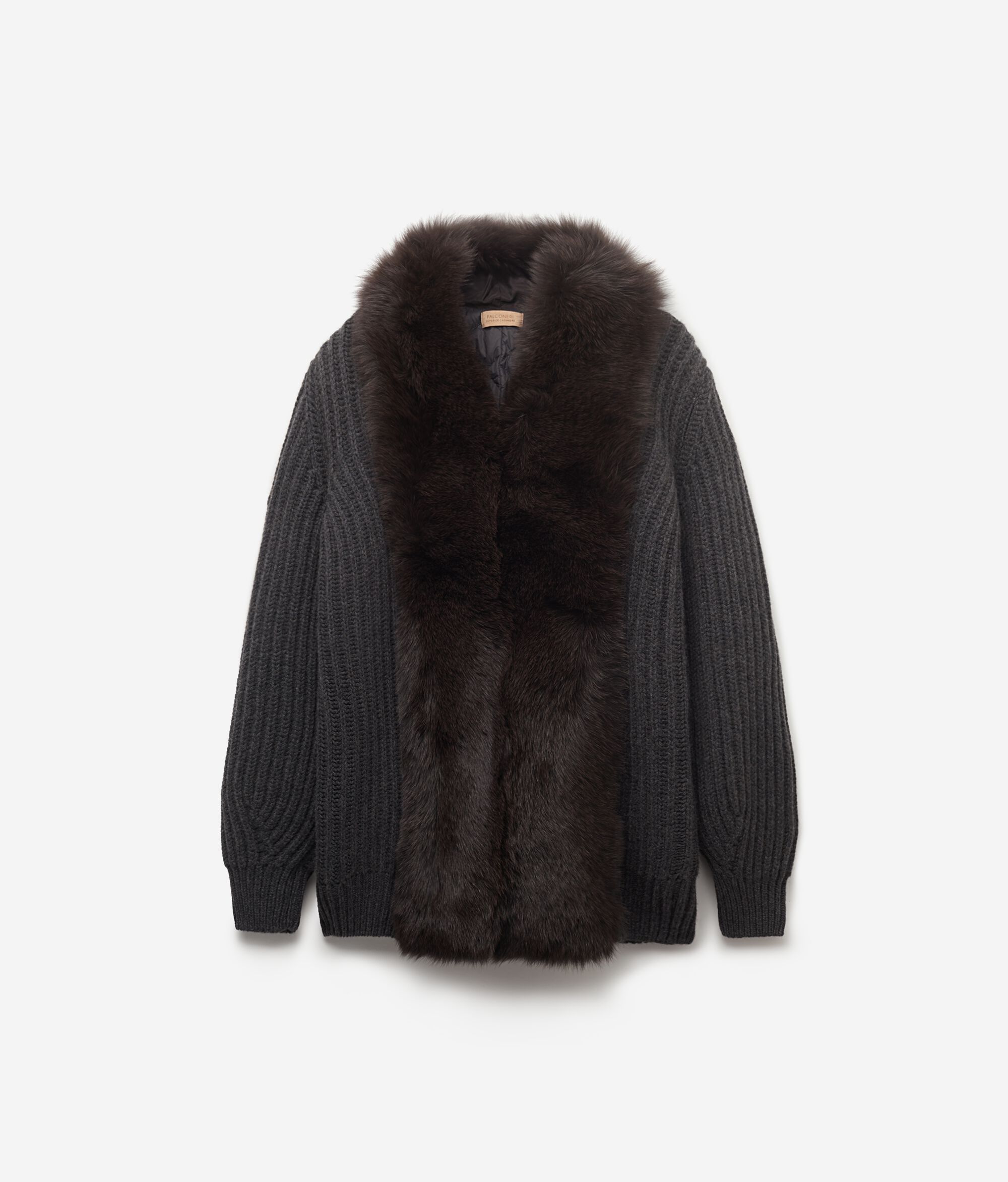Ριμπ Παλτό από Cashmere και Γούνα