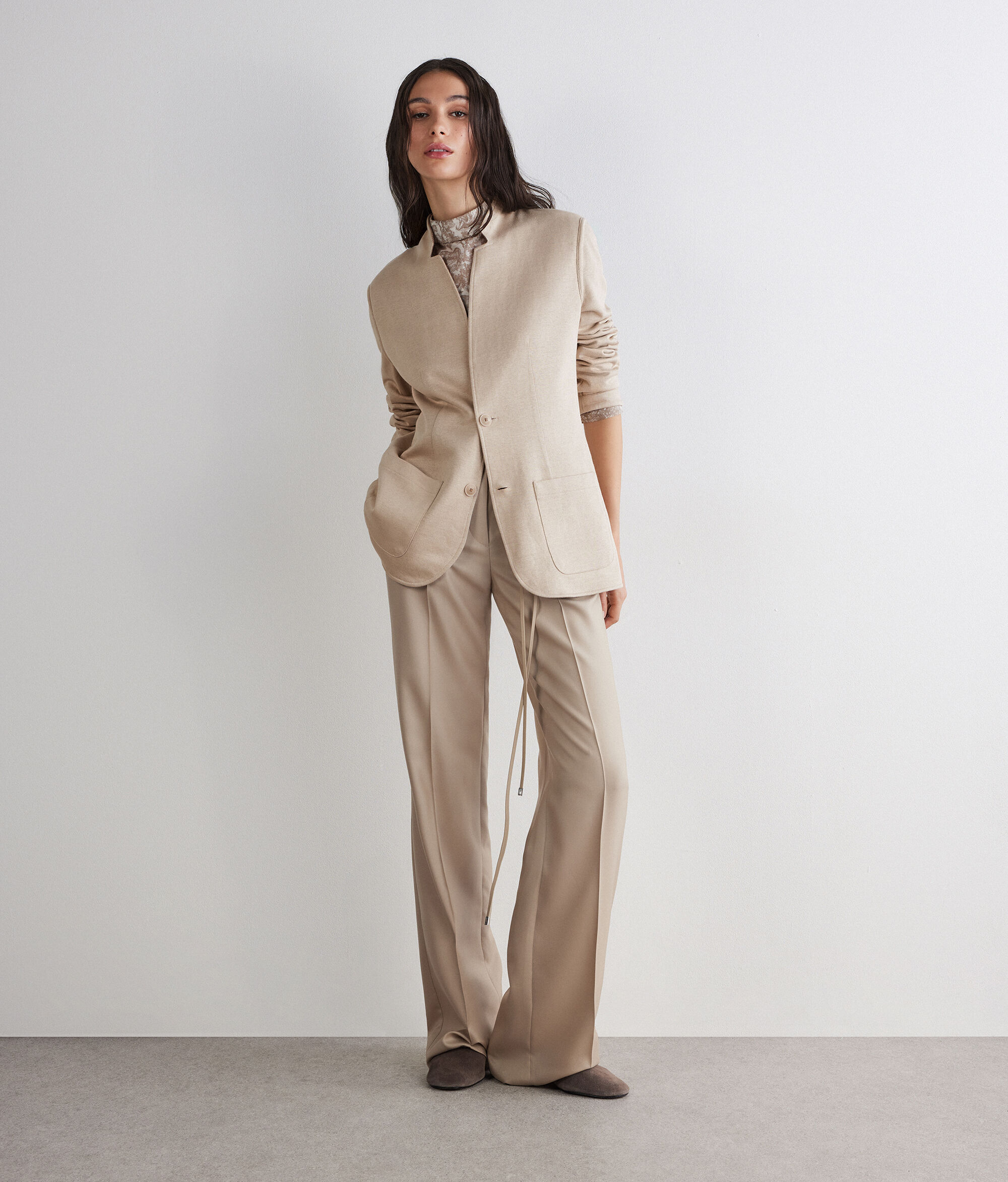 リネン&コットン バイカラー リバーシブル ジャケット