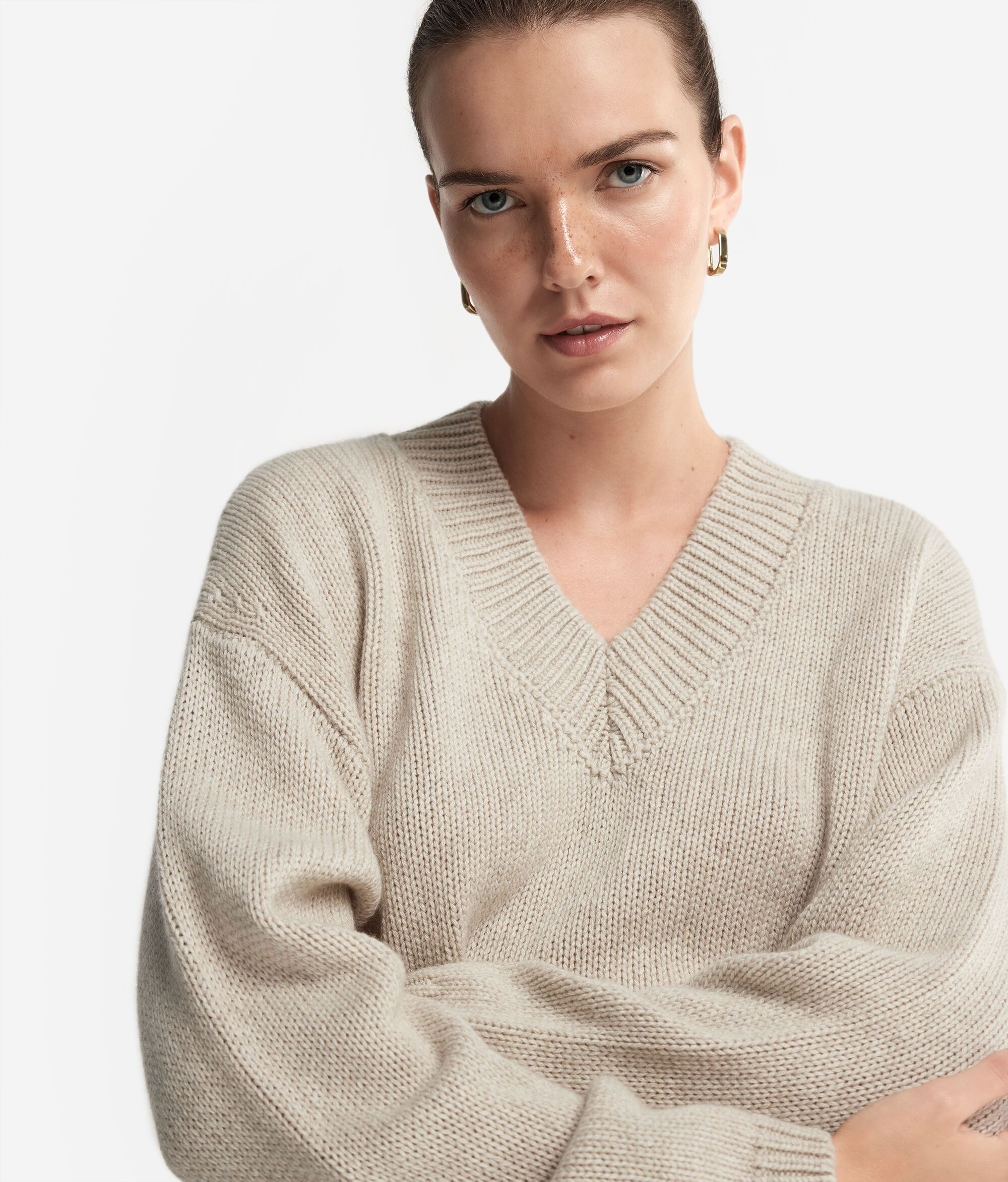 Tricot-Pullover mit V-Ausschnitt aus Kaschmir Ultrasoft