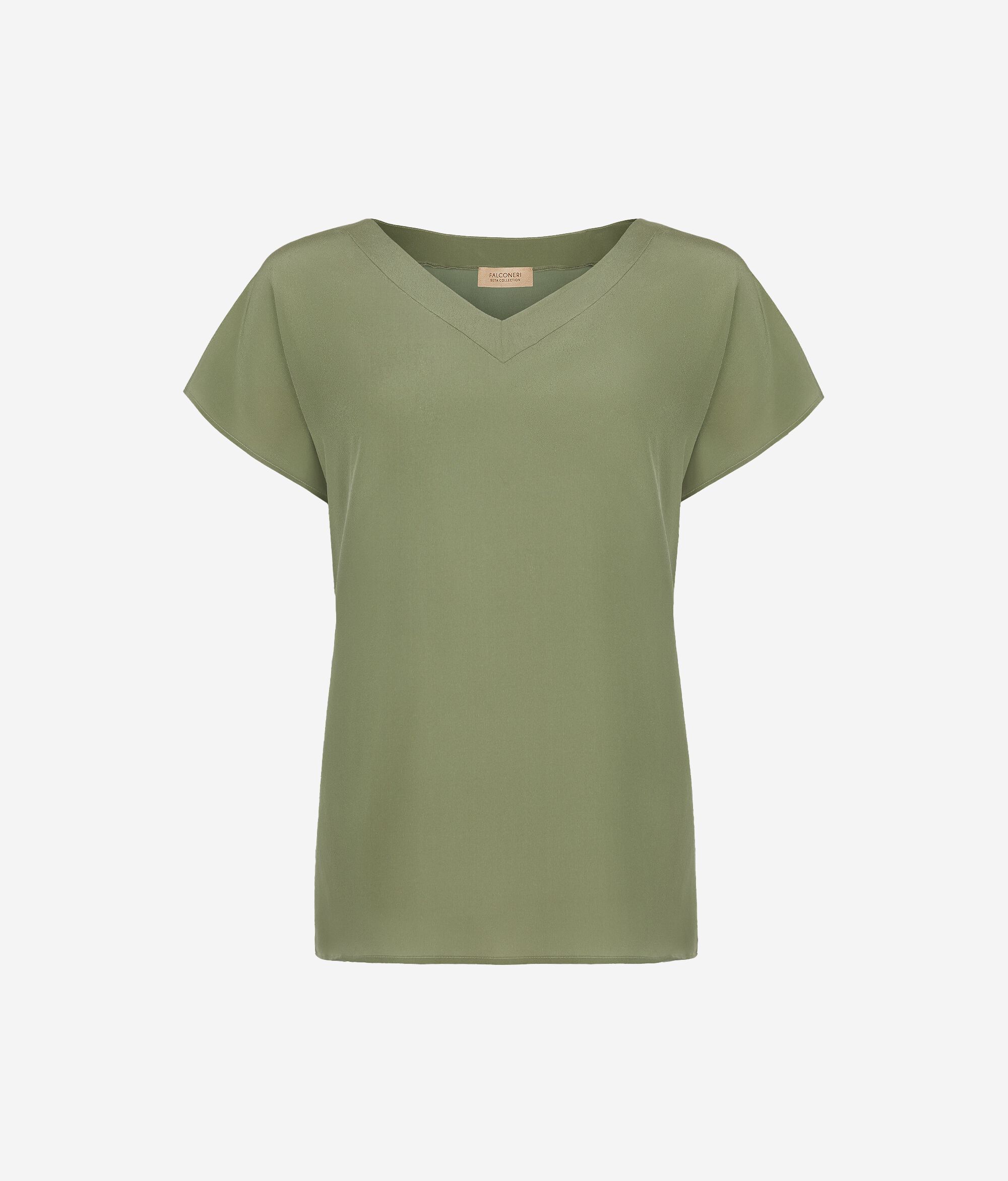 Silk V-Neck Kimono T-Shirt