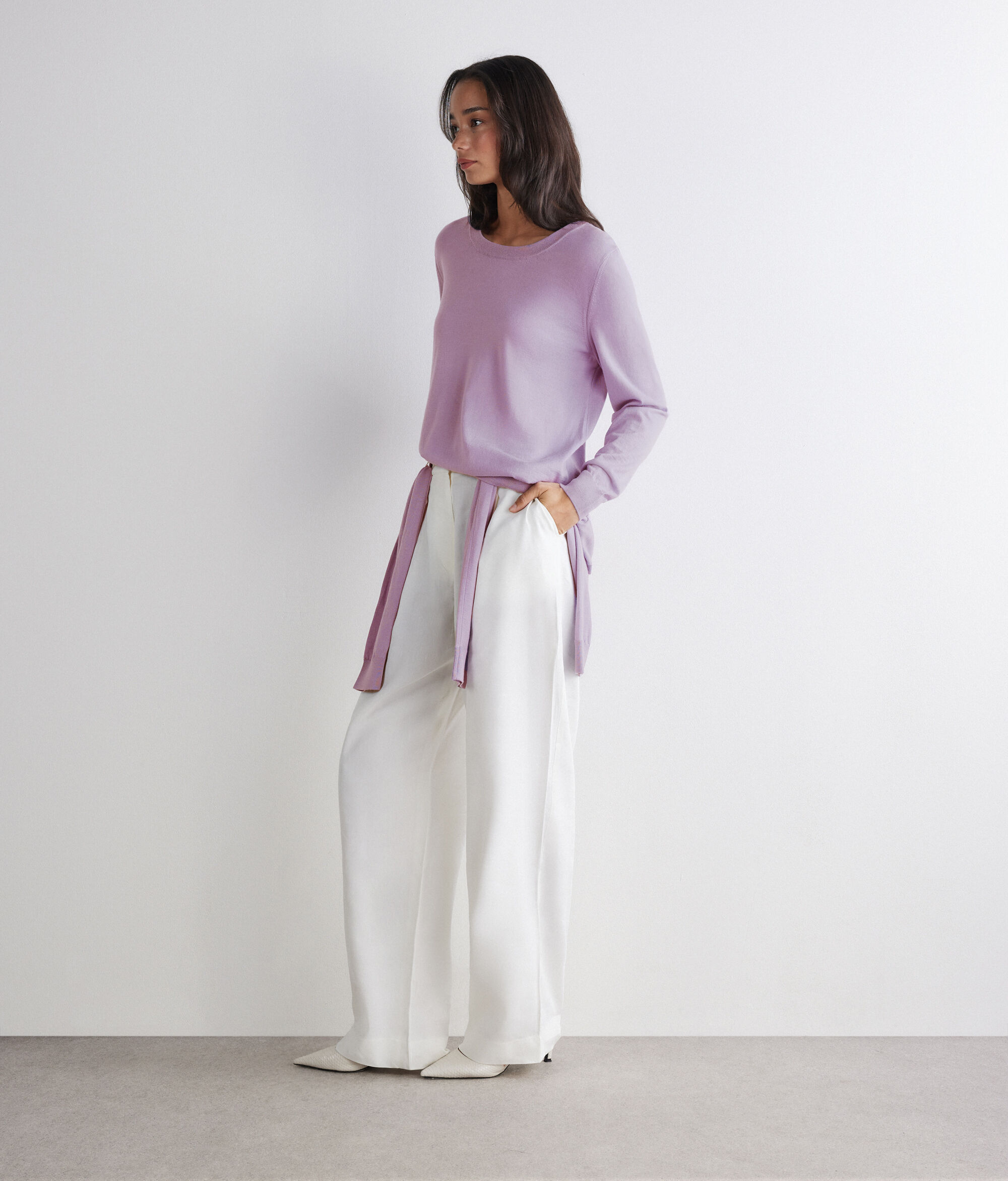 Jersey de cuello redondo en cashmere Ultrafine