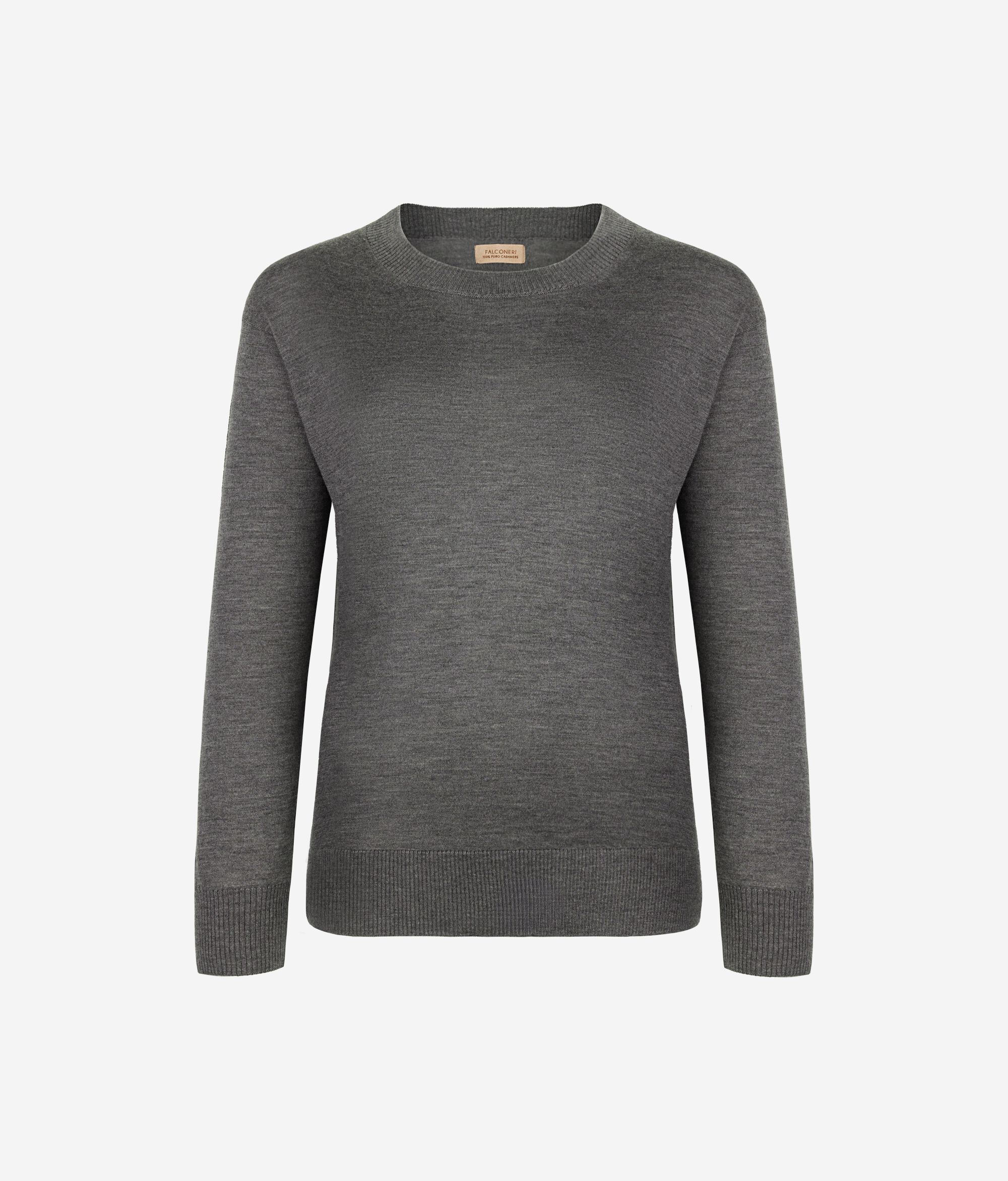 Round-Neck Cashmere Jumper with Slits