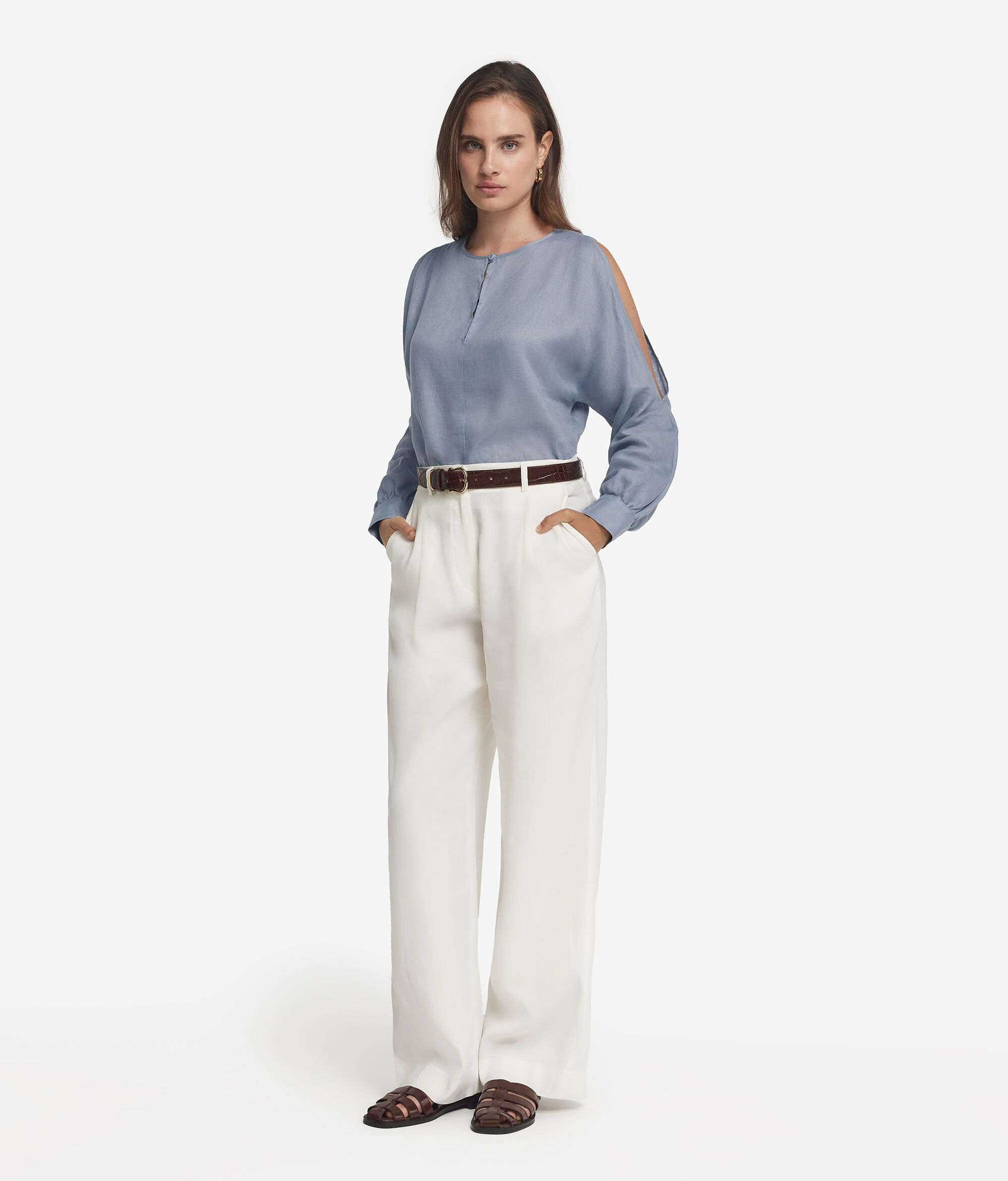 Camicia Spalle Cut Out in Lino