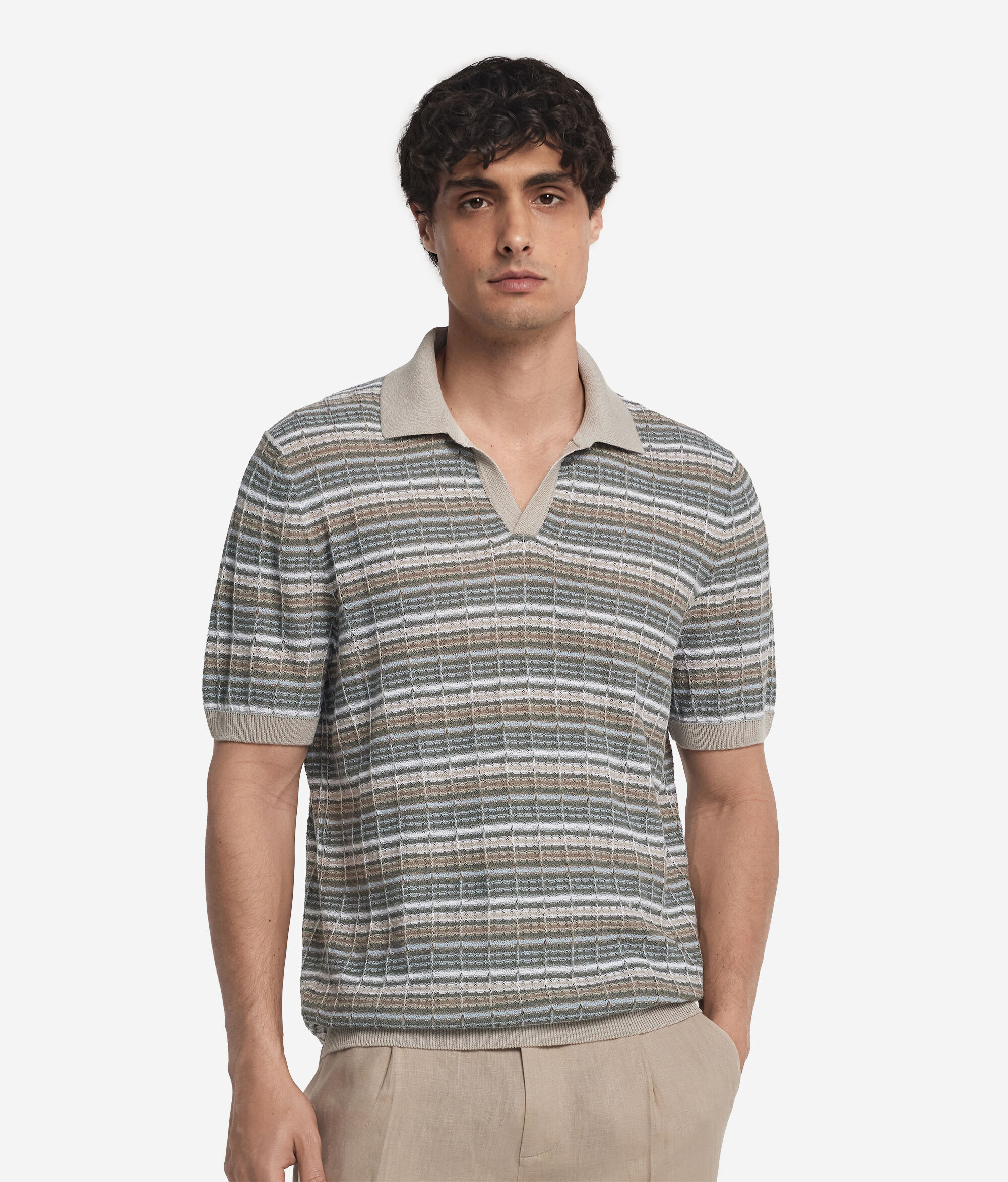 Kurzarm-Poloshirt mit Streifenmuster