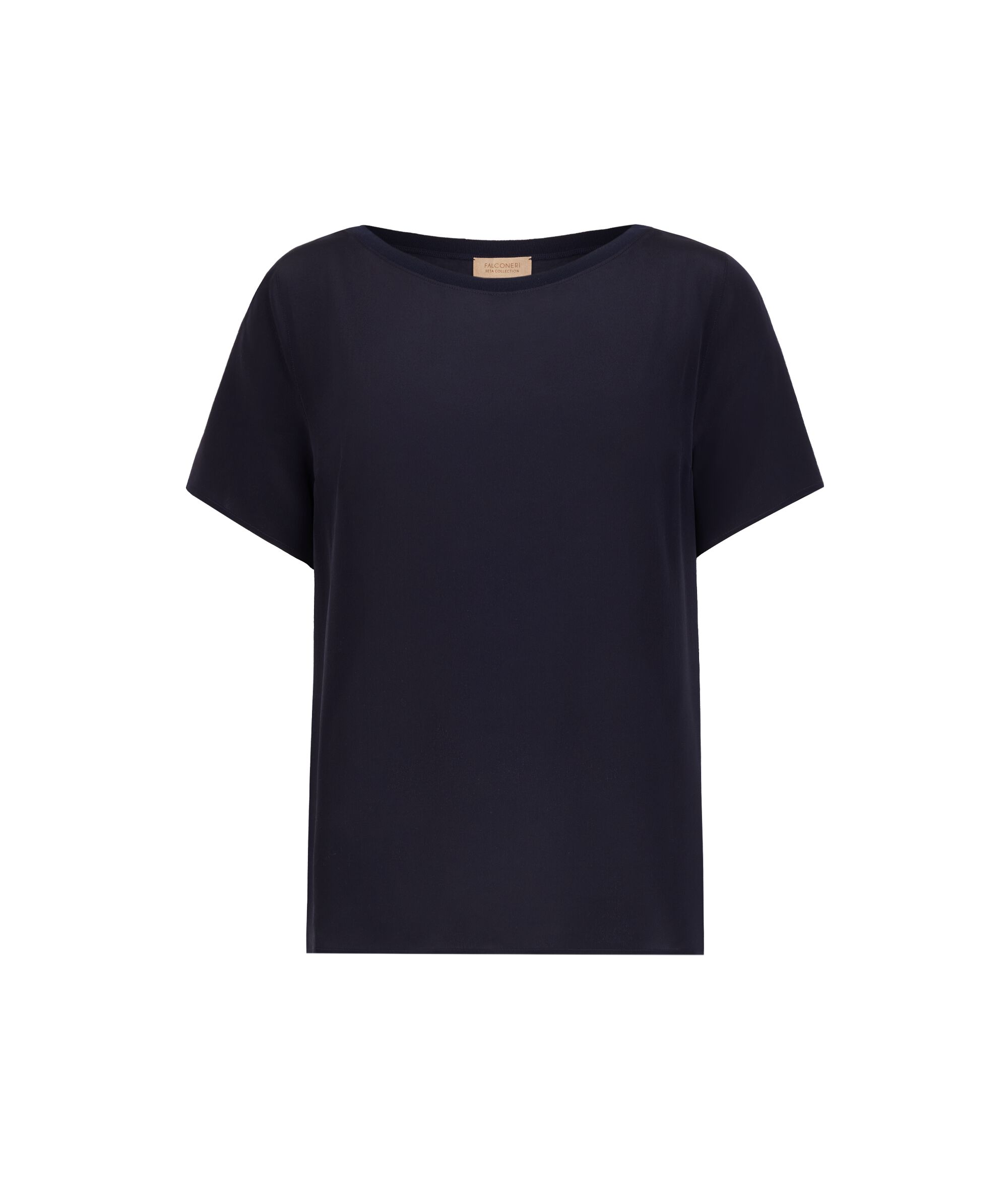 T-shirt με λαιμόκοψη χαμόγελο από μετάξι και μοντάλ