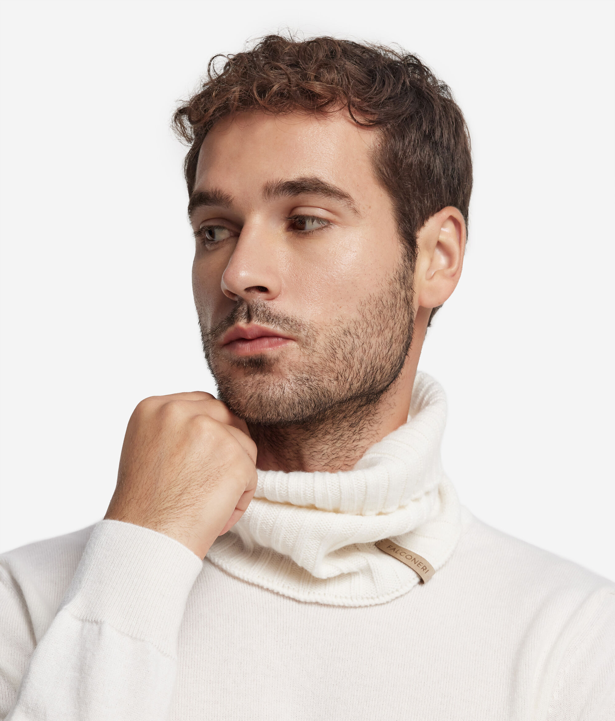 Bufanda circular en punto canalé de cashmere ultrasoft