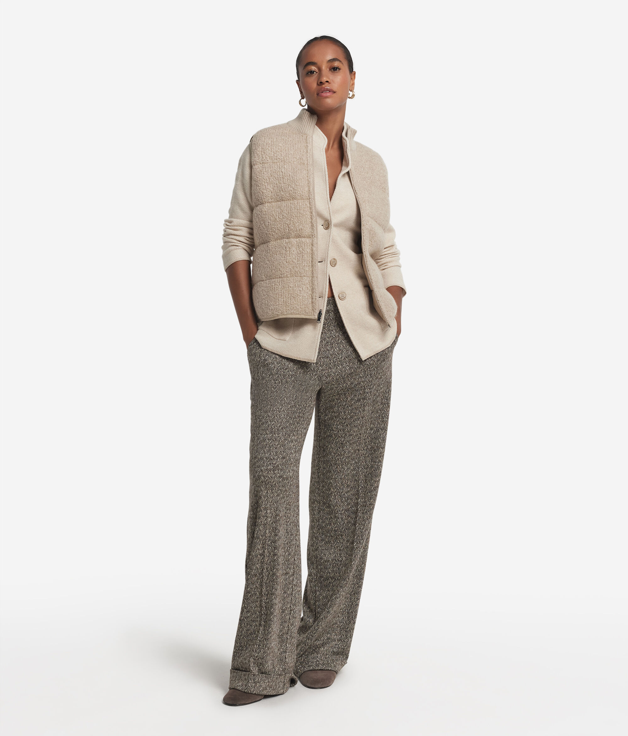 Wendeweste aus Bouclé und Nylon