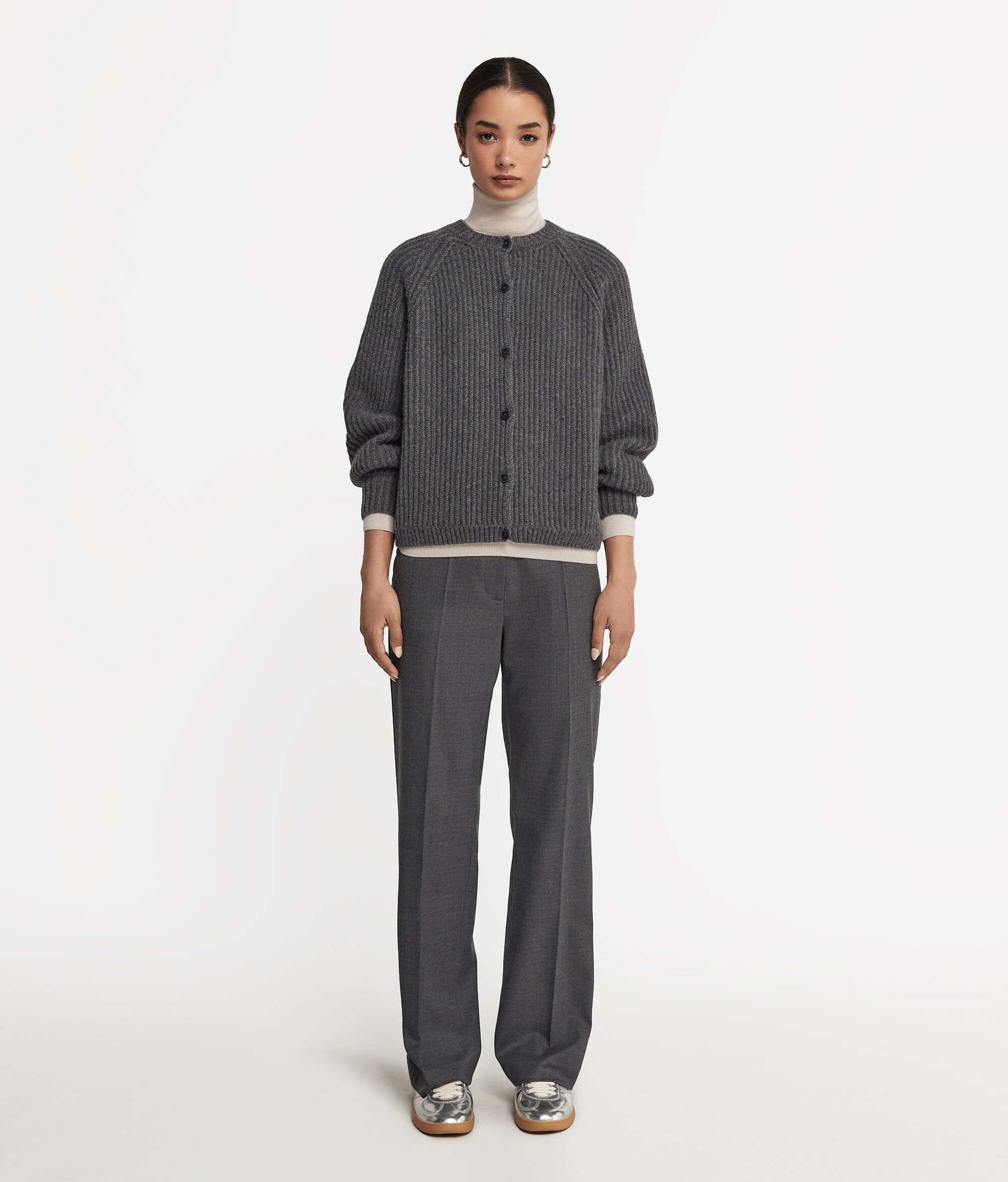 ウルトラソフトカシミヤ リブモチーフ カーディガン