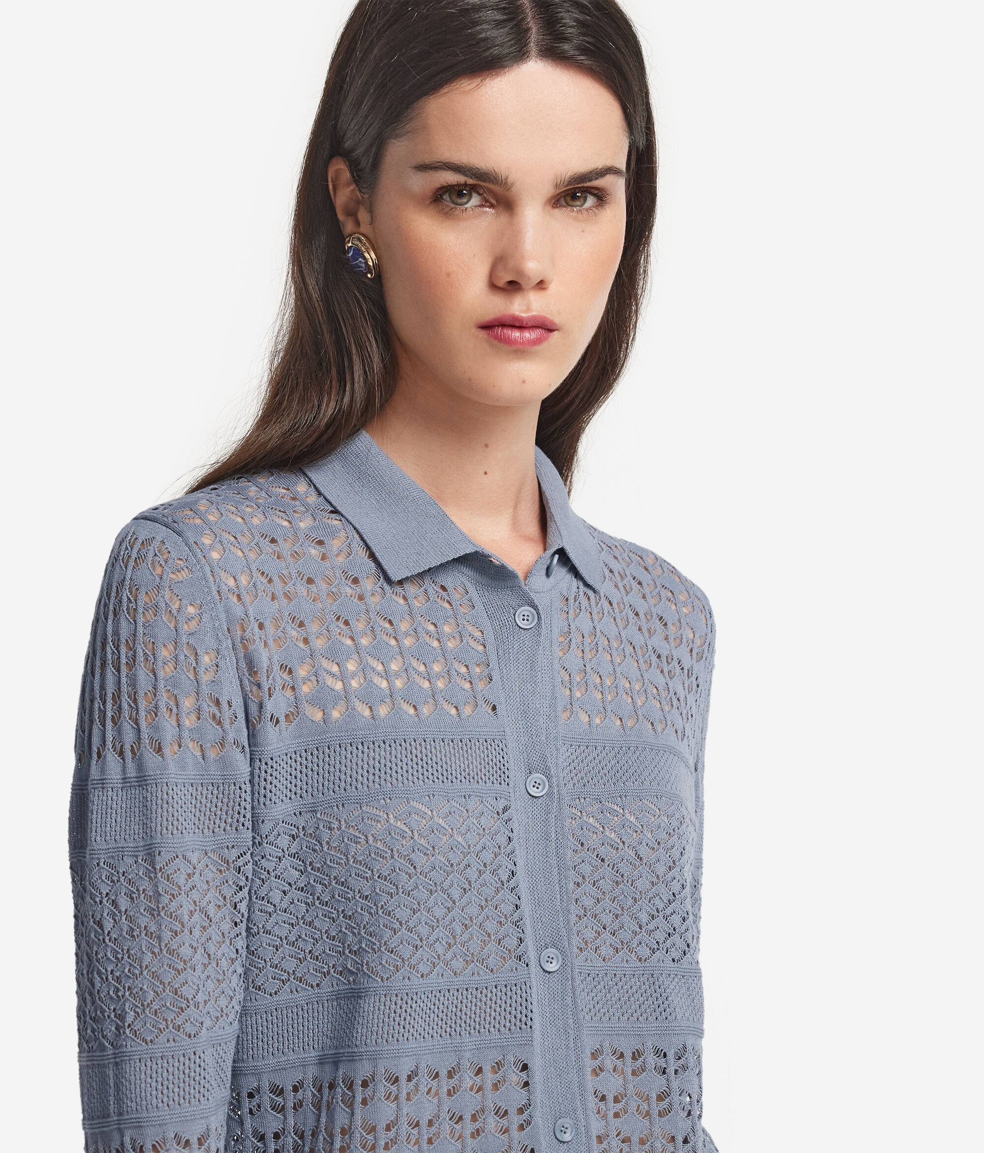 Cotton Crochet Shirt Dress