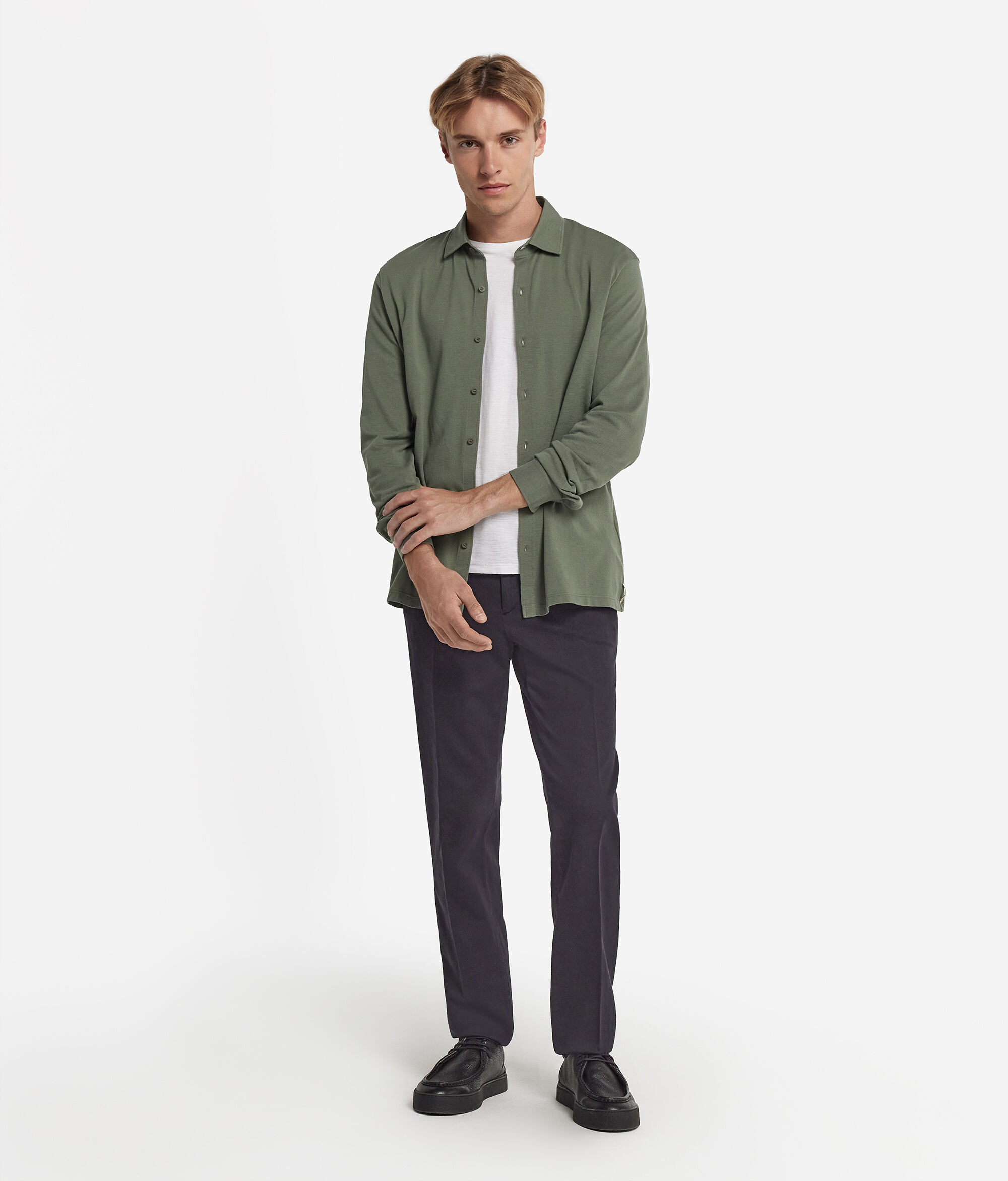 Langarmhemd aus Baumwoll-Seidenpikee