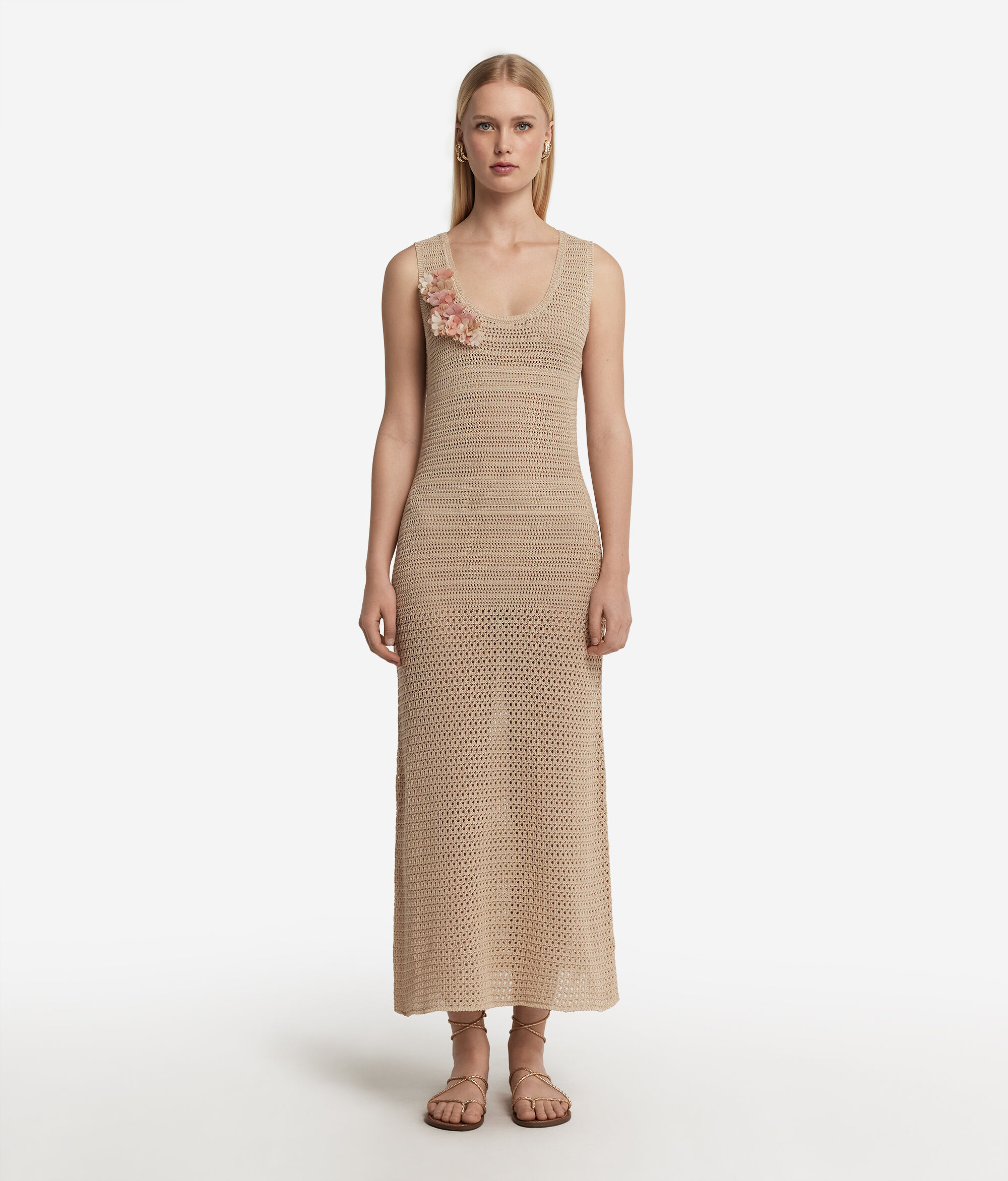 Kleid mit Blütenpatch aus Baumwolle