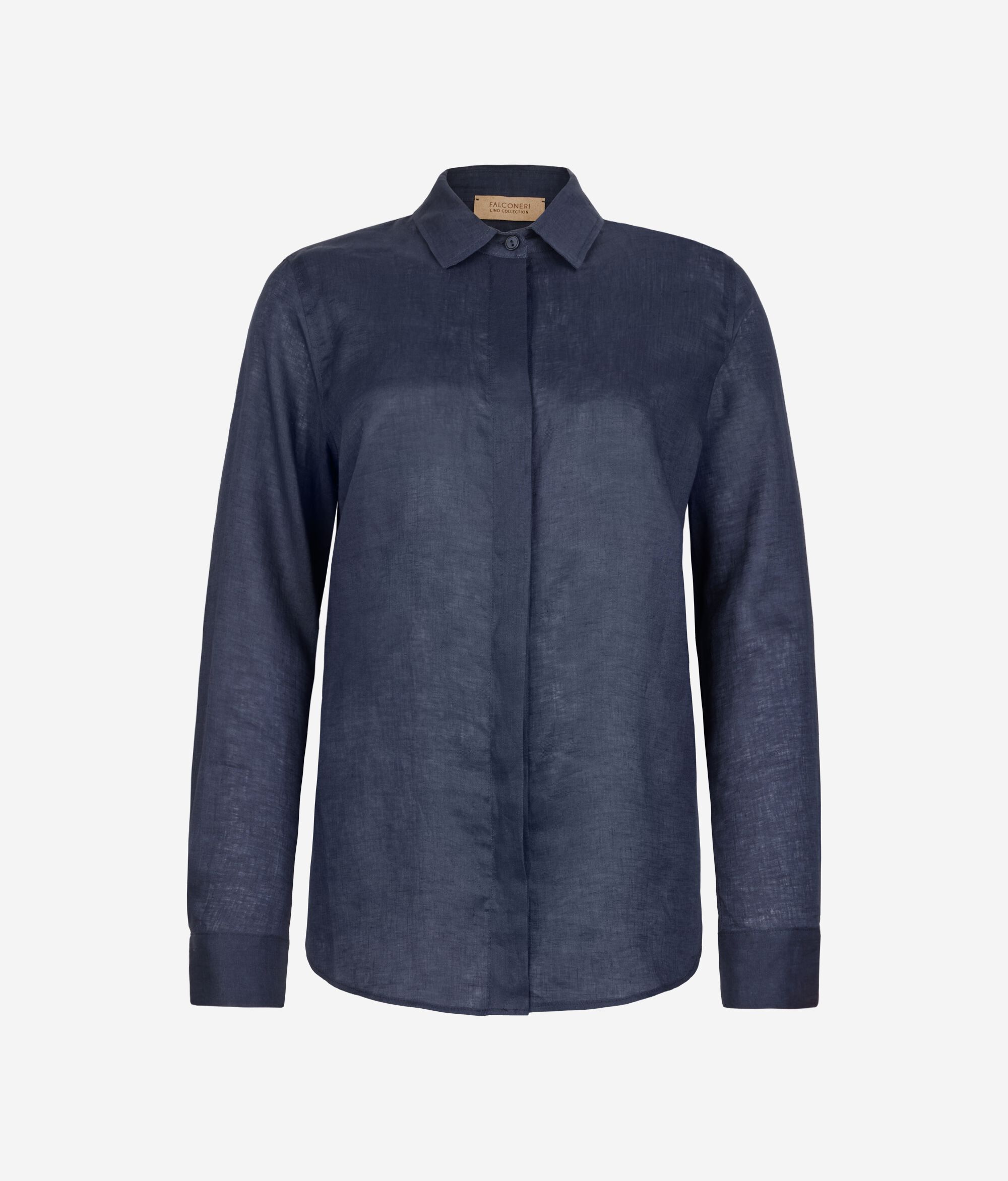 Langärmelige Hemdbluse aus Leinen