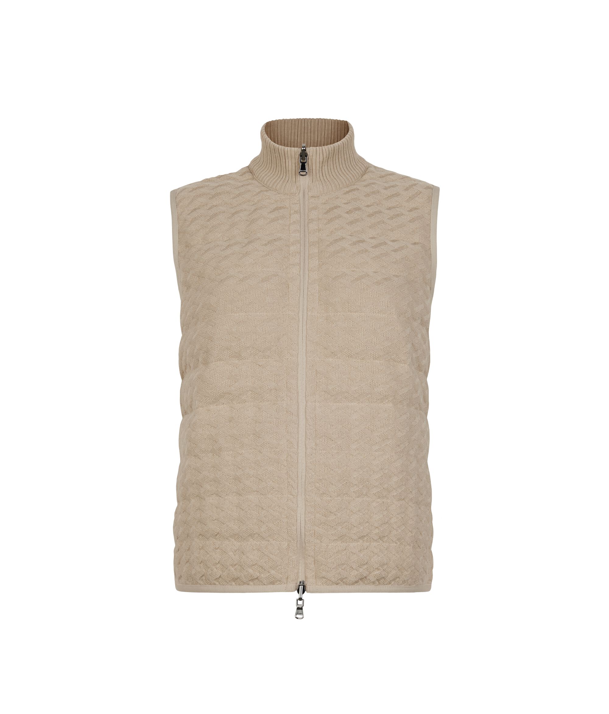 カシミヤ パターンニット リバーシブル ダウンベスト