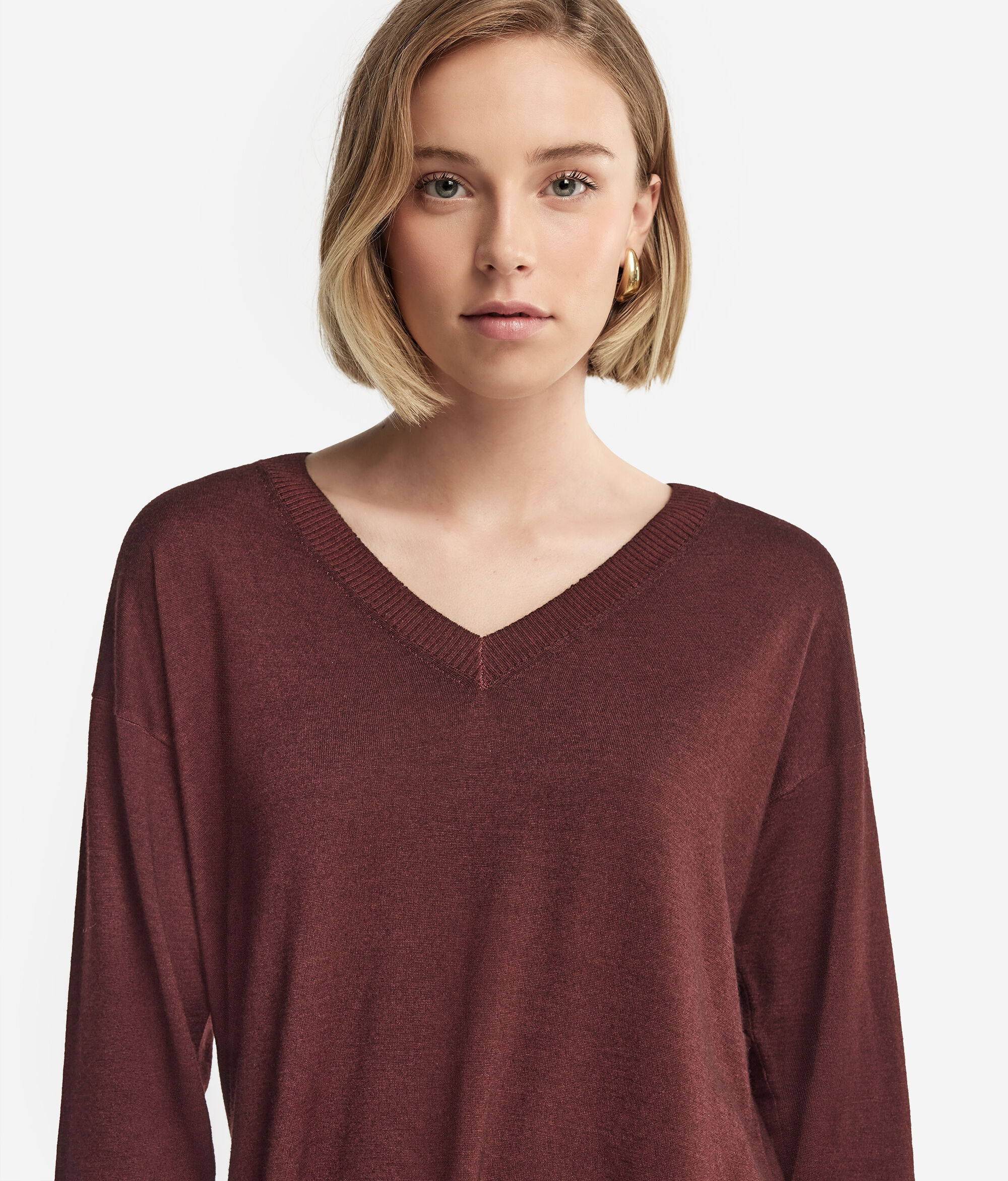 V-Neck Cashmere Jumper with Slits