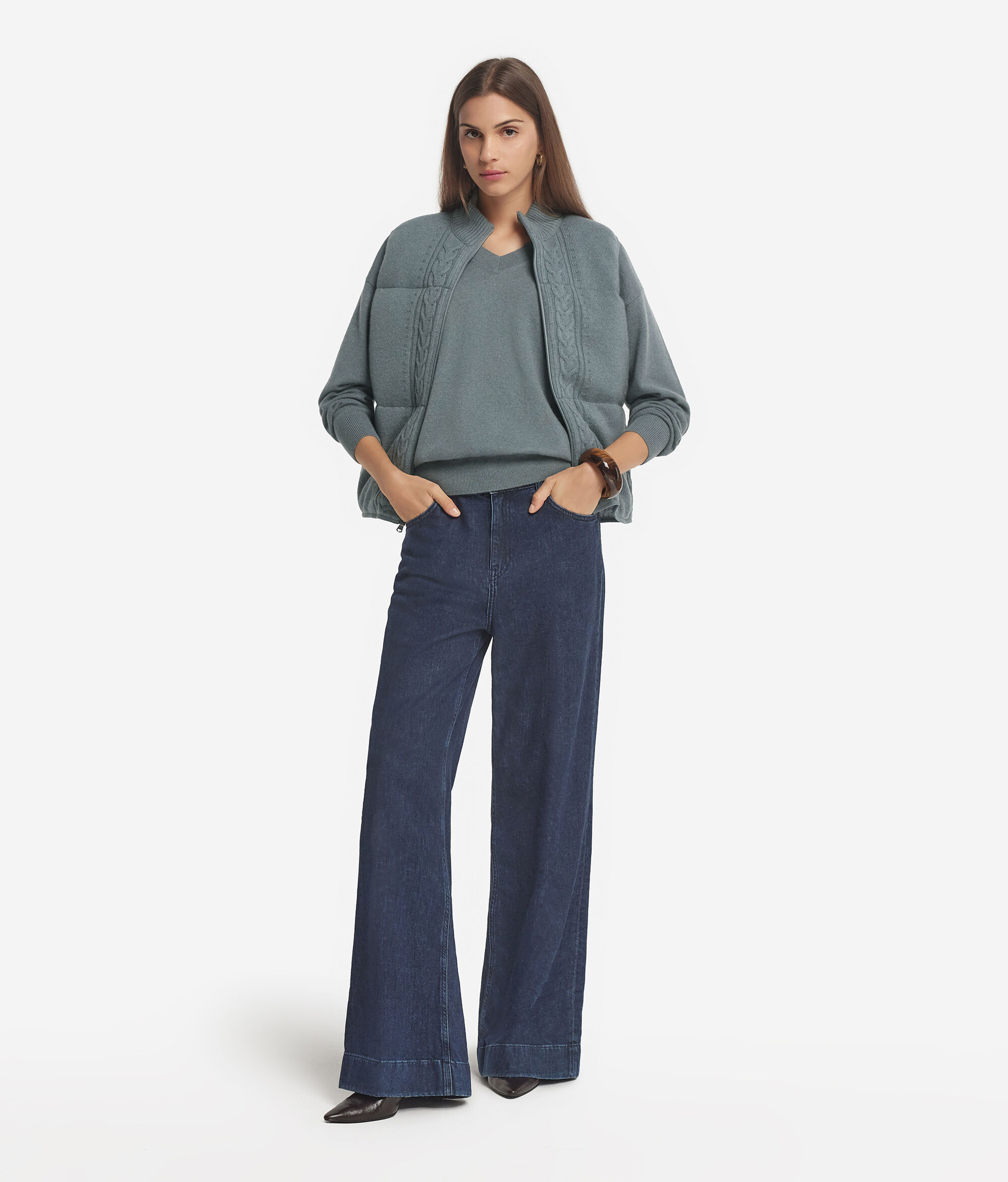 Reversible Cable-Knit Bouclé Gilet