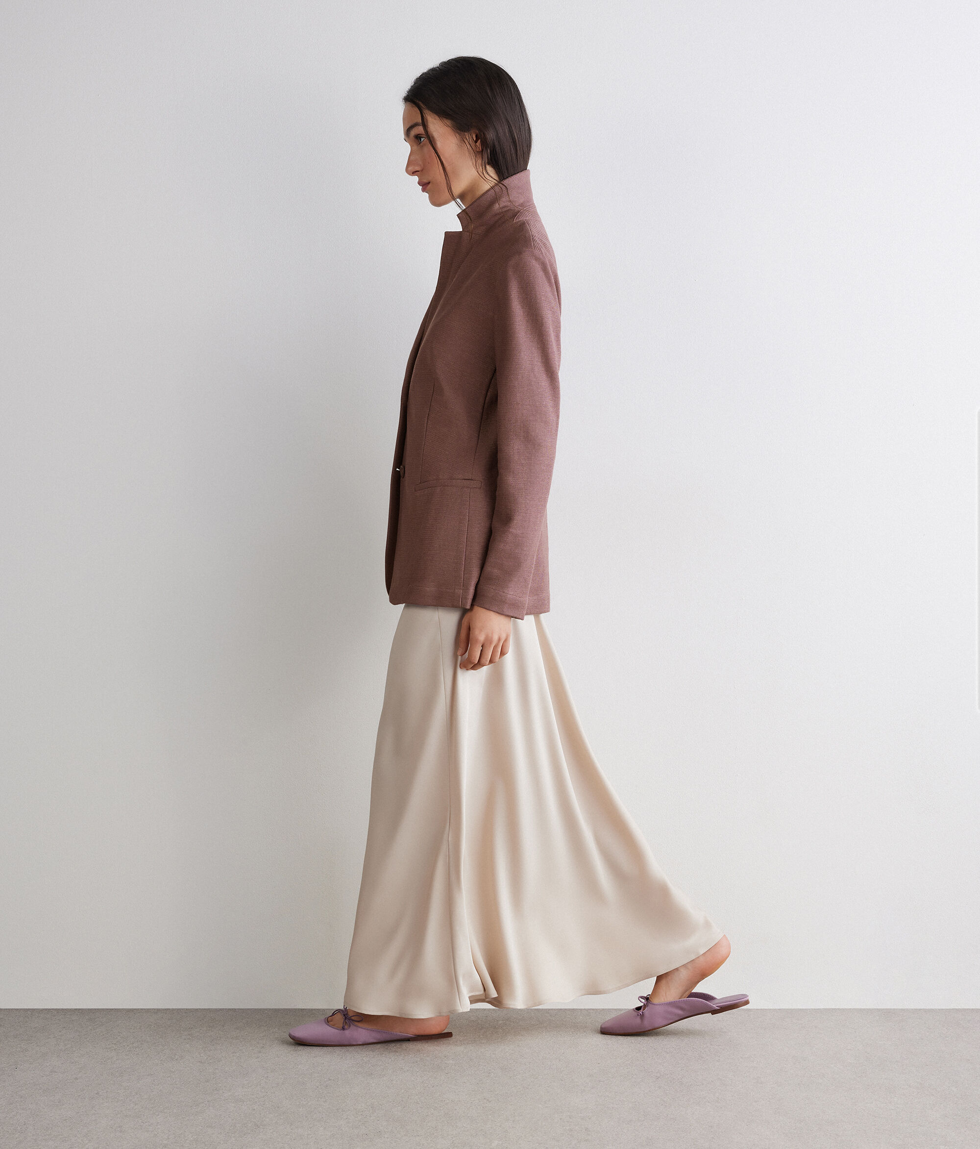 Chaqueta en tejido waffle de lino y algodón