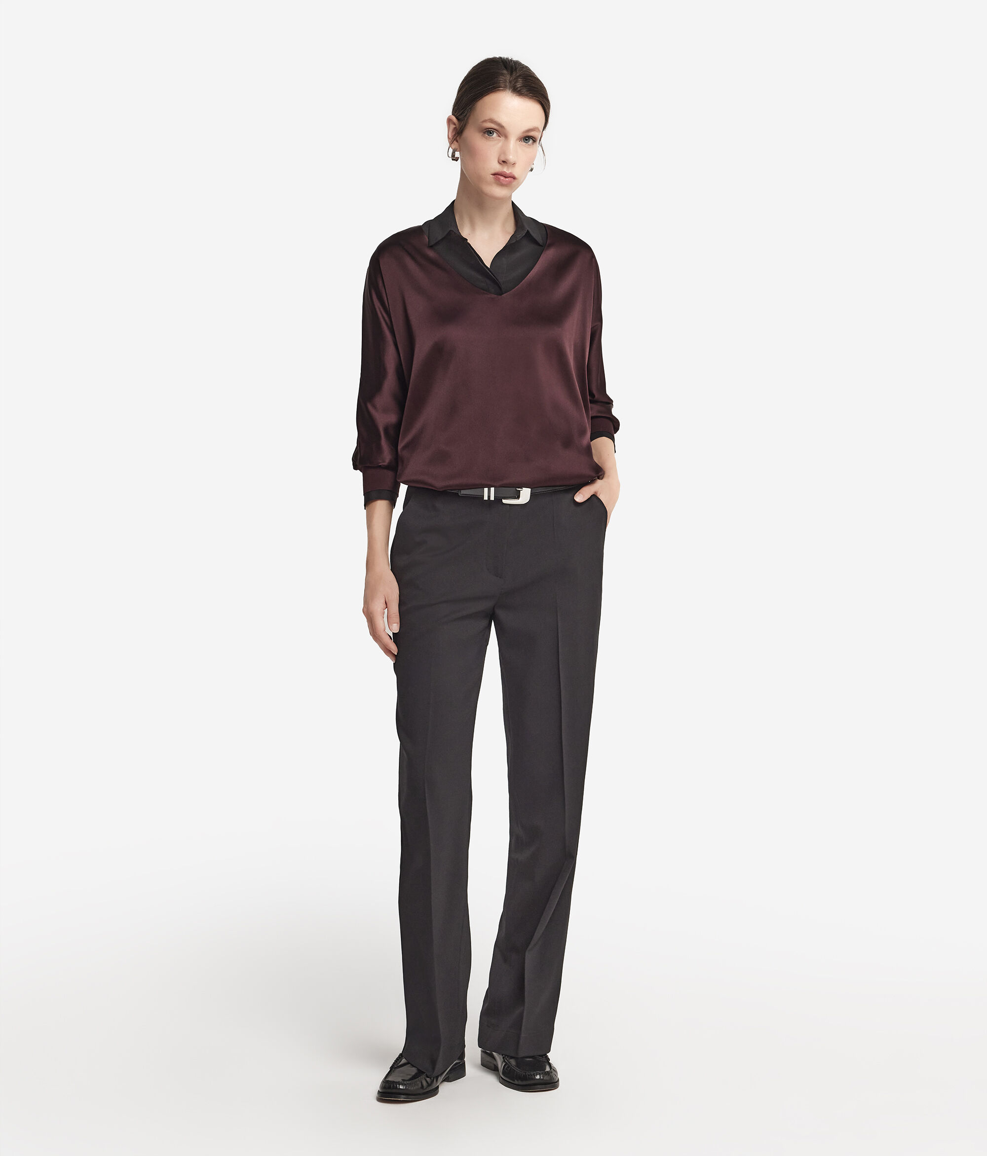 Blusa Scollo a V in Seta