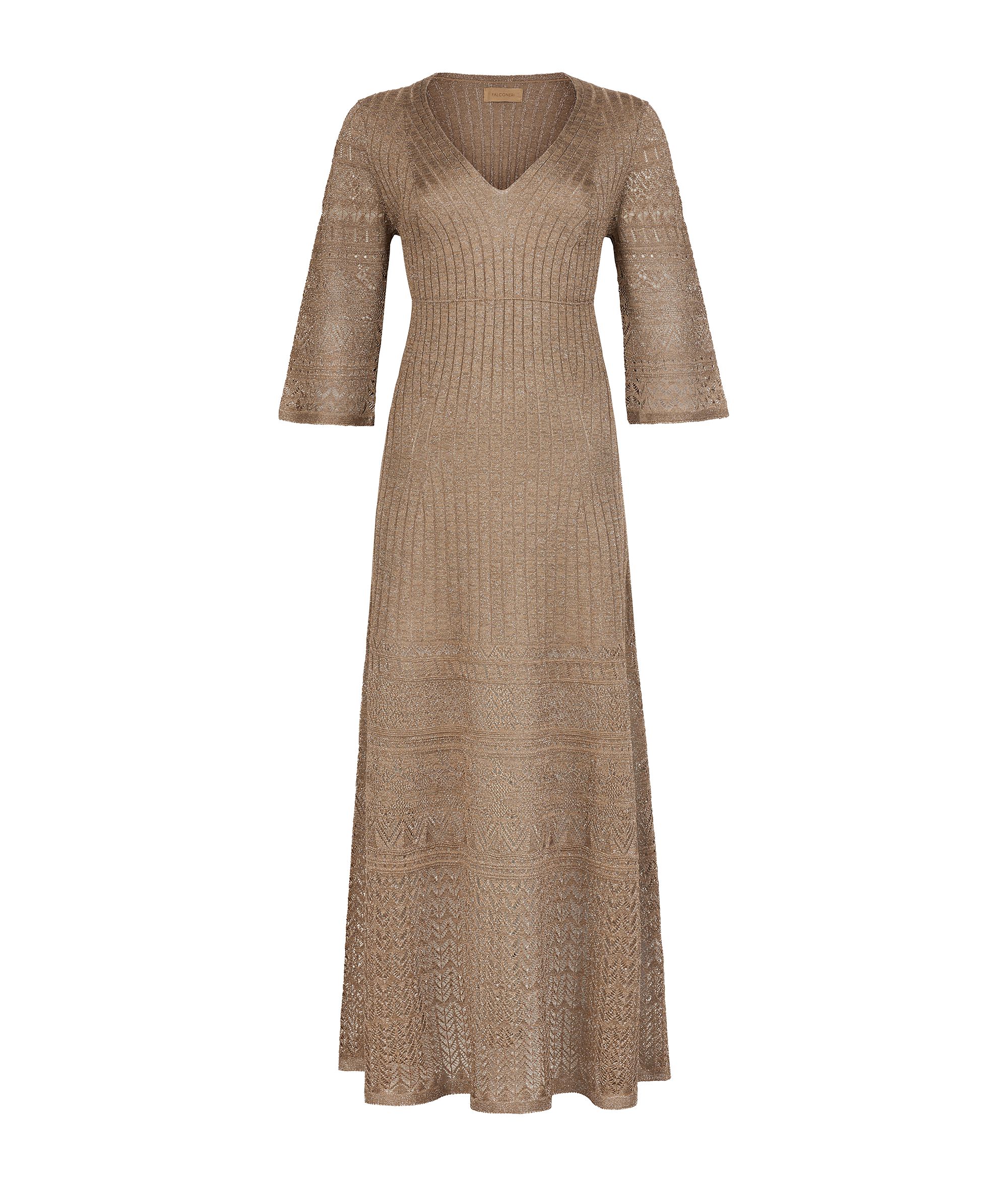 Ribbed Openwork Lamé Dress