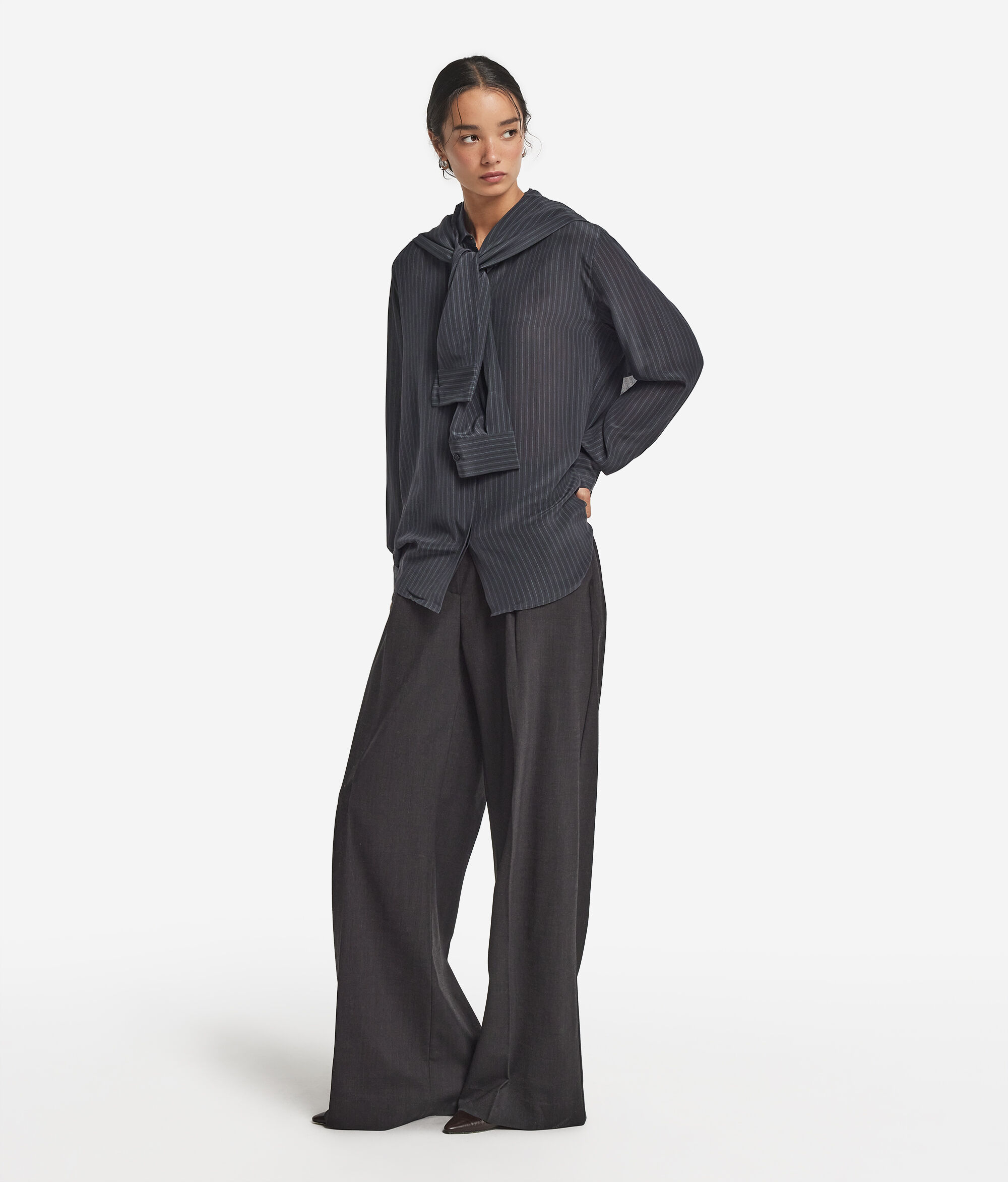 Camicia con colletto in seta stampata