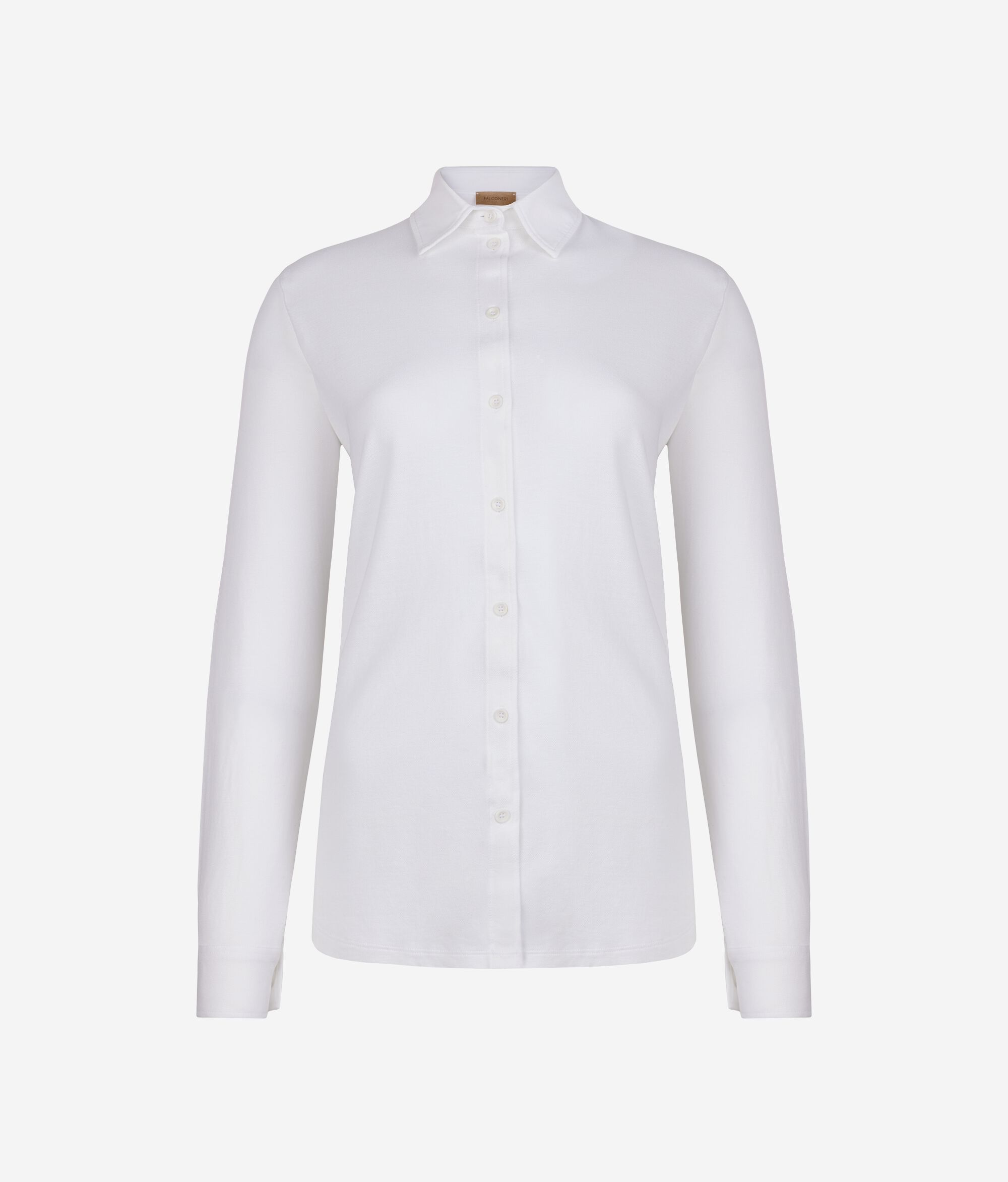 Long-Sleeved Shirt in Cotton and Silk Piqué