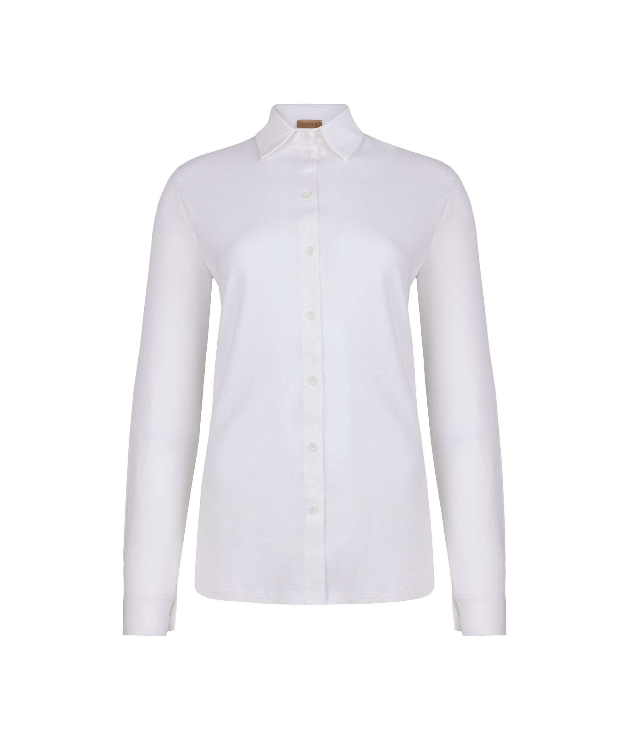 Camicia a Maniche Lunghe in Piquet di Cotone e Seta