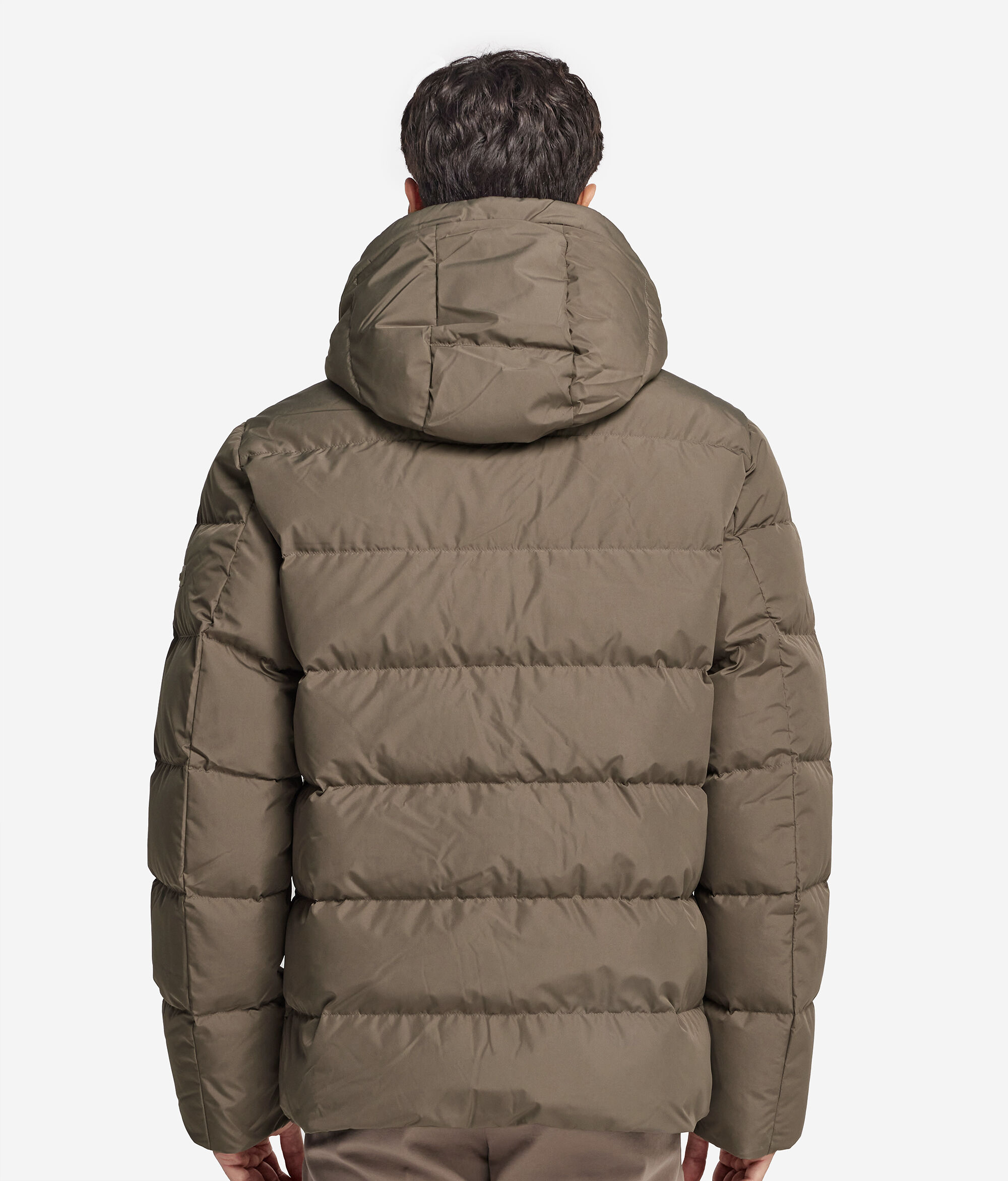 Piumino con Cappuccio e Interno in Cashmere