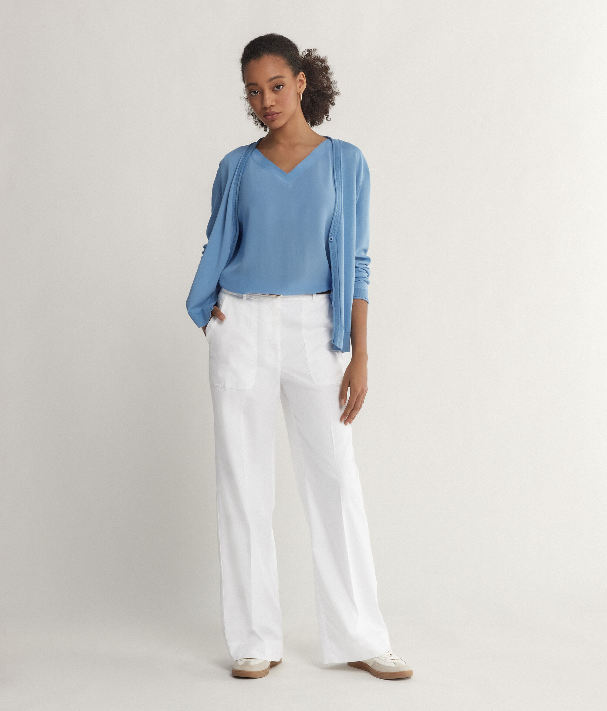 Silk V-Neck Kimono T-Shirt