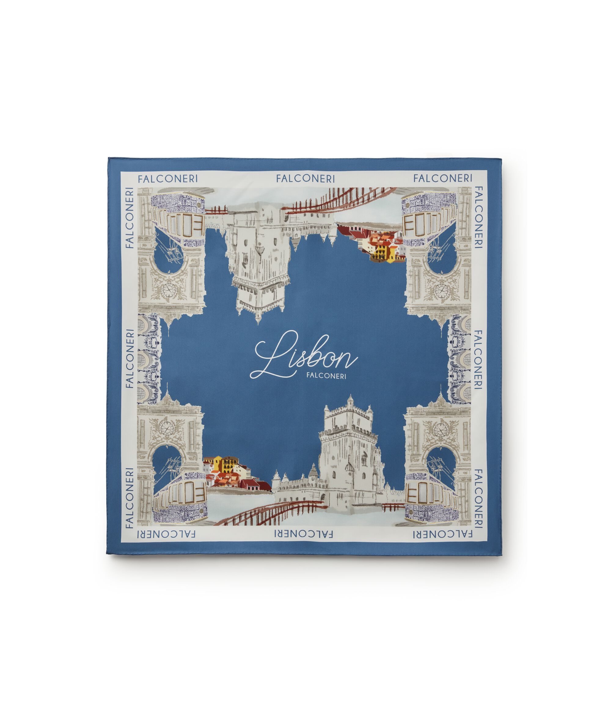 Foulard en soie à motif ville
