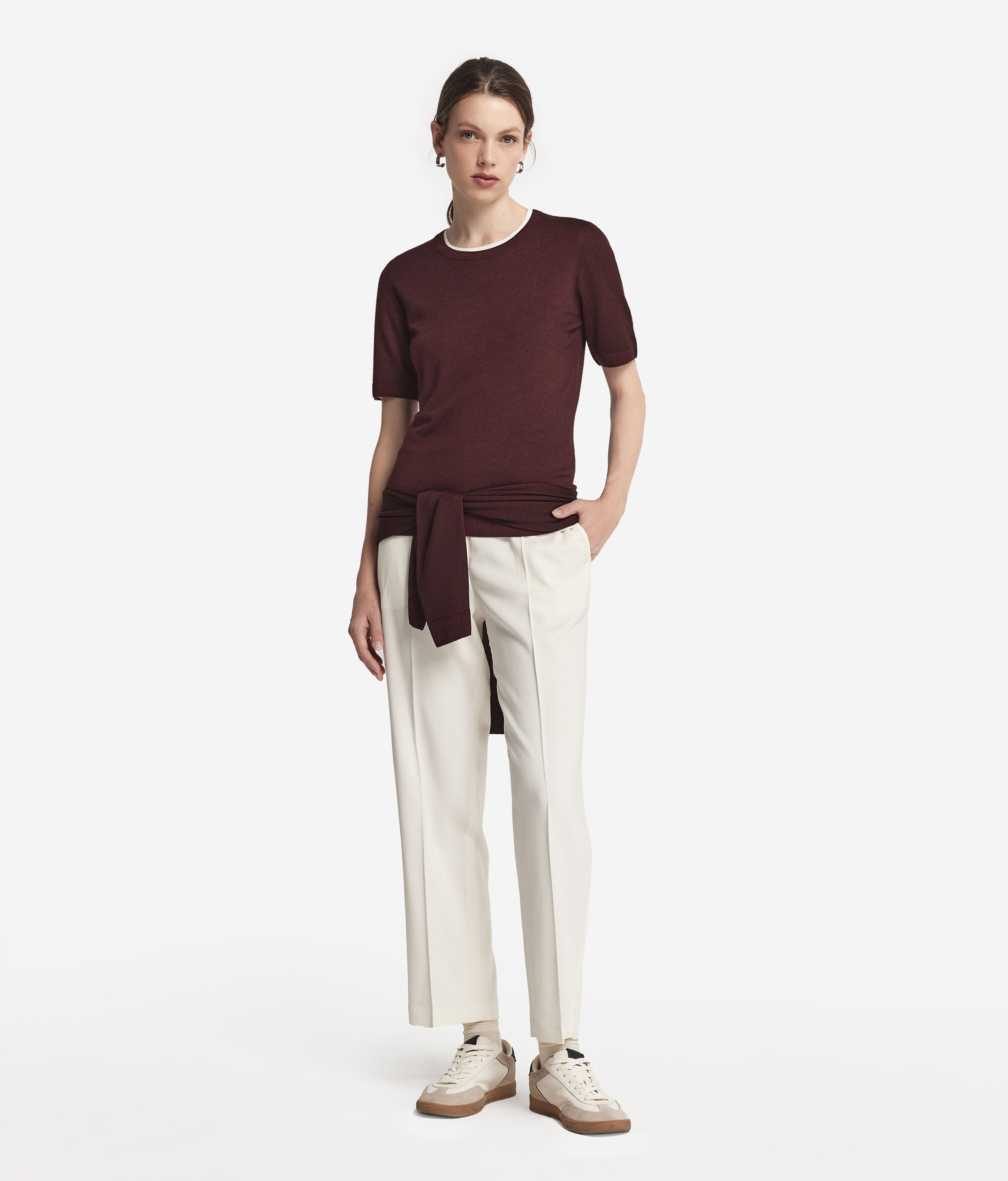 T-shirt com Decote Redondo Mangas curtas em Ultrafine Cashmere