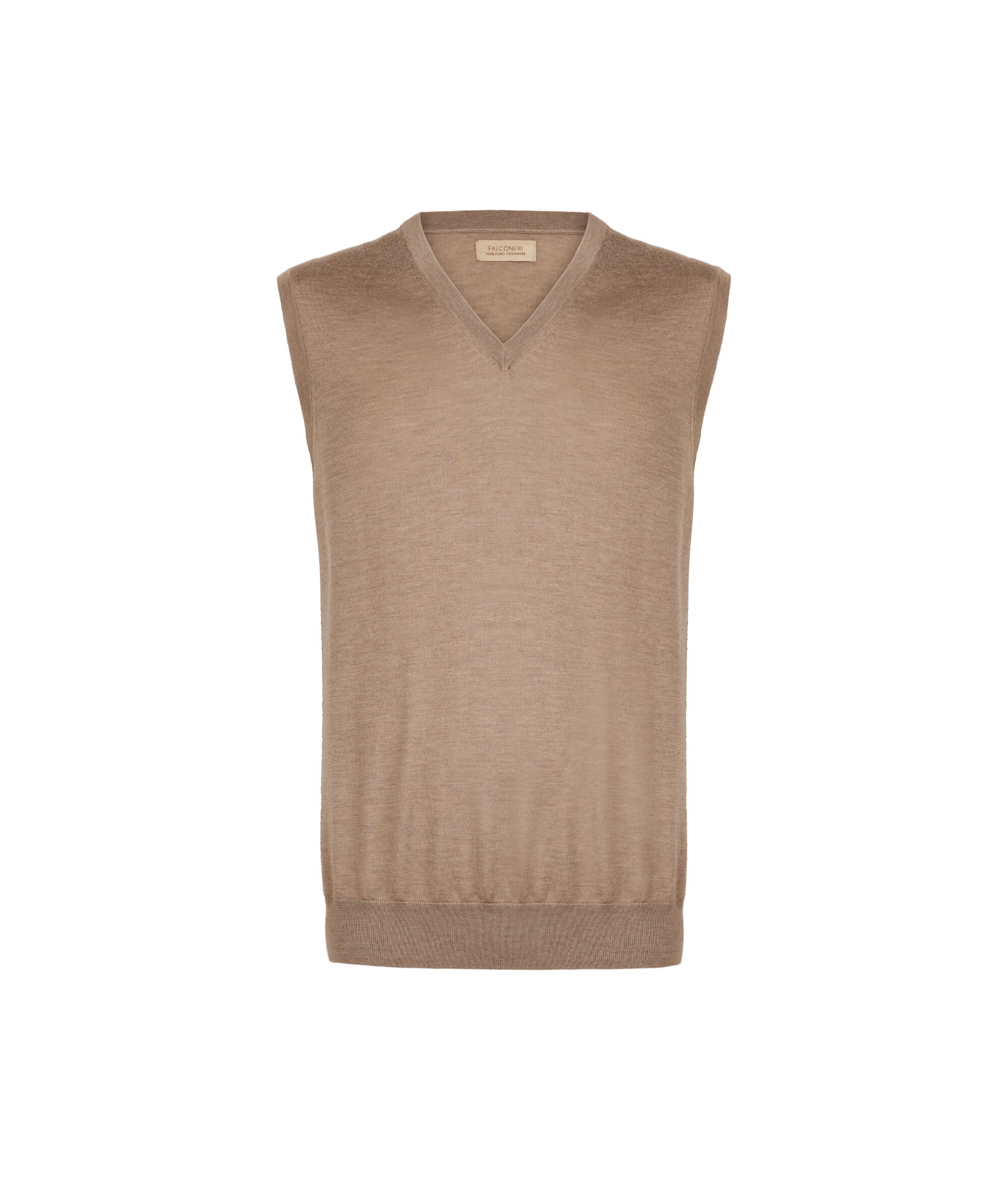 Gilet Scollo a V in Cashmere Ultrafine Colore GRANO MELANGE